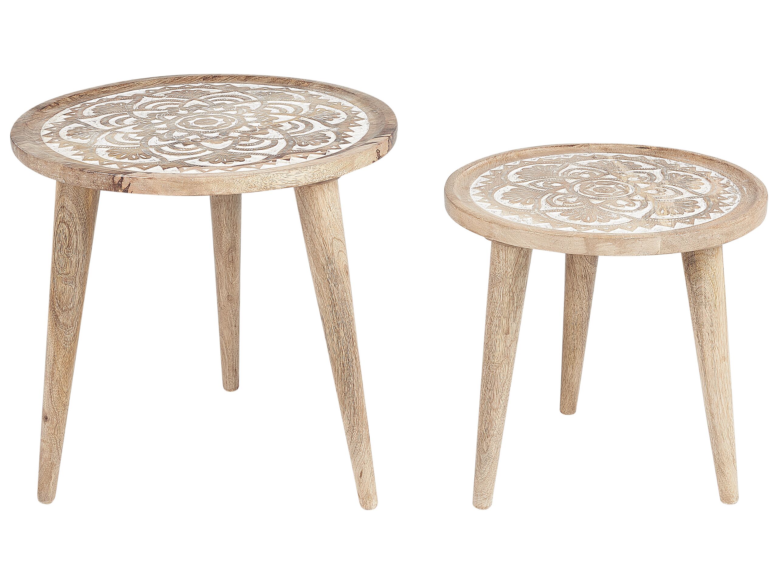 Set of 2 Mango Wood Side Tables Light SAKITA - Gemini Interiors