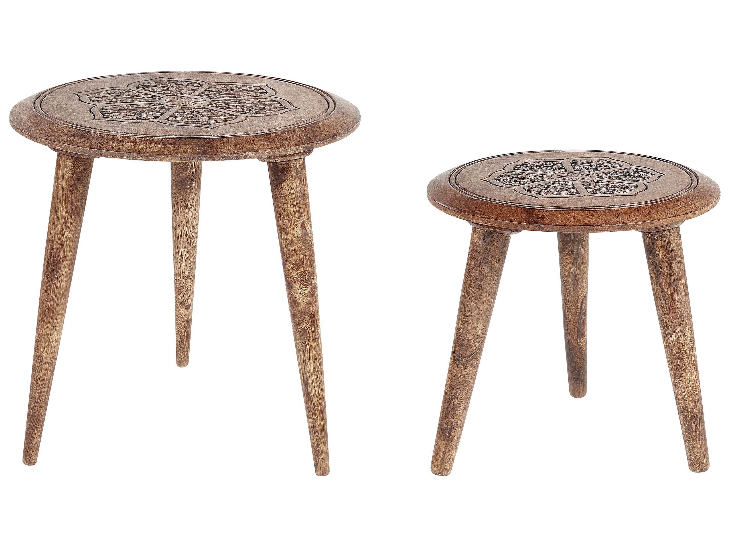 Set of 2 Mango Wood Side Tables Dark TURUA - Gemini Interiors