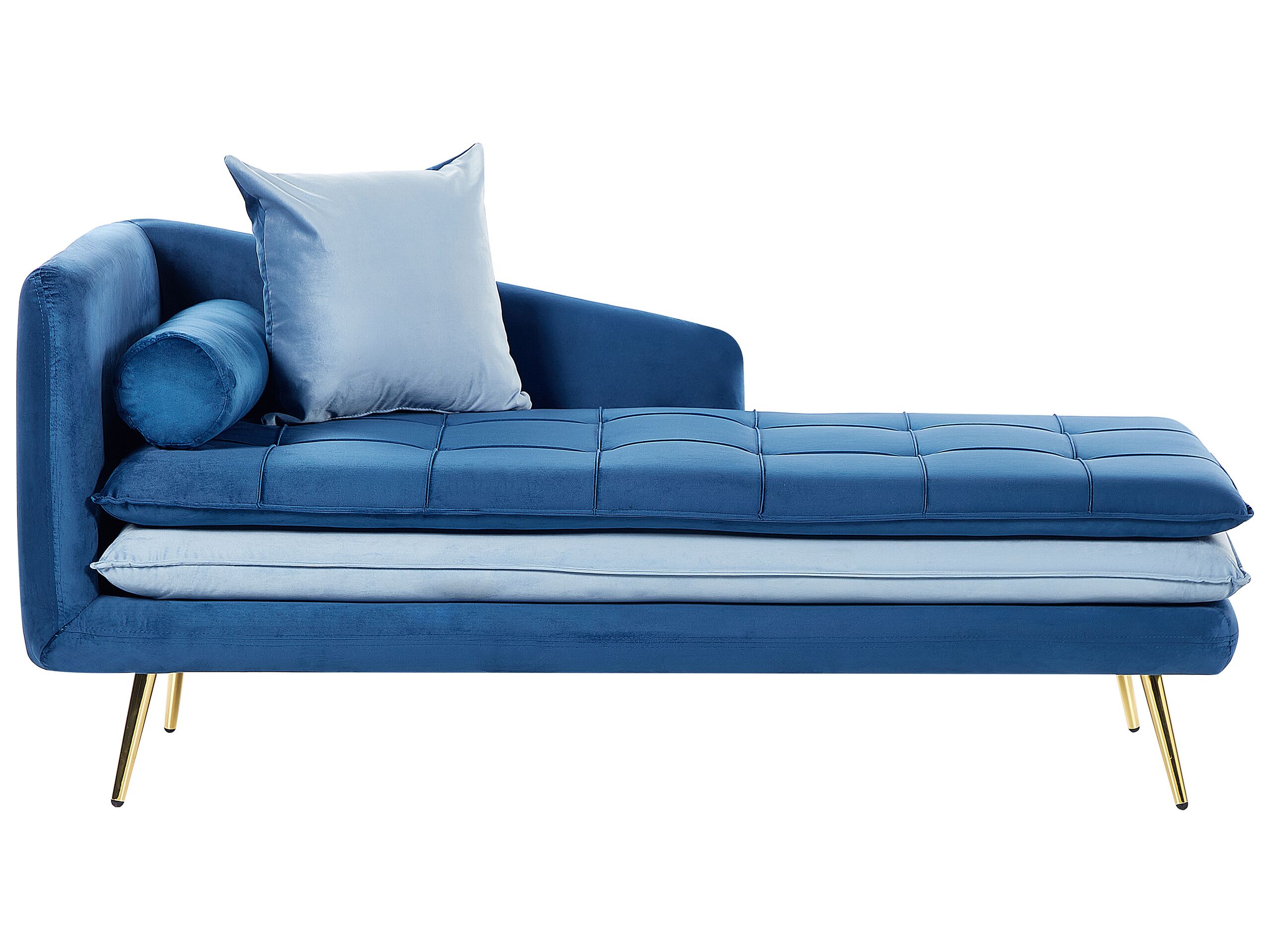 Left Hand Velvet Chaise Lounge Blue GONESSE - Gemini Interiors
