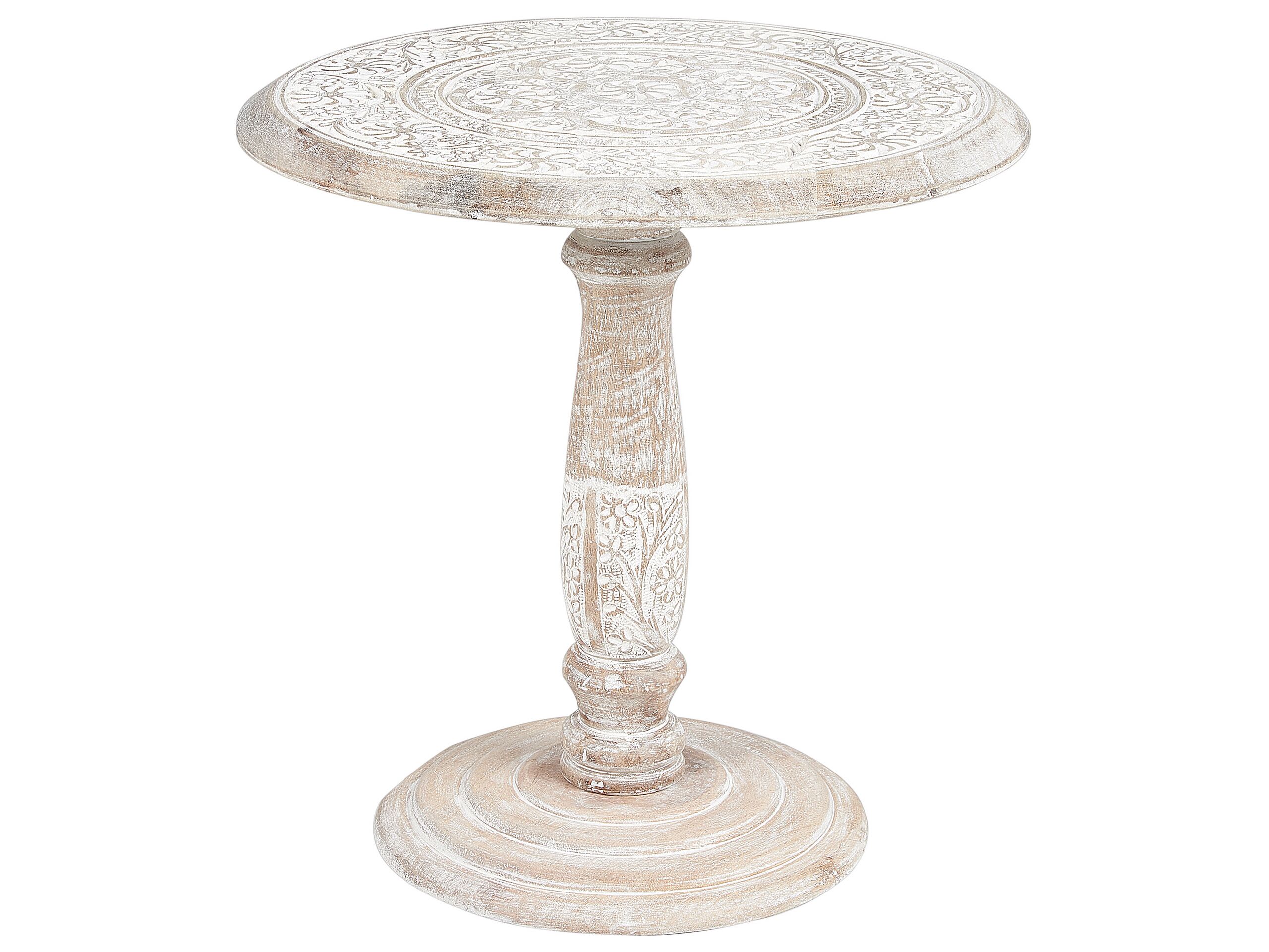 Mango Wood Side Table Off-White JAMBIA - Gemini Interiors