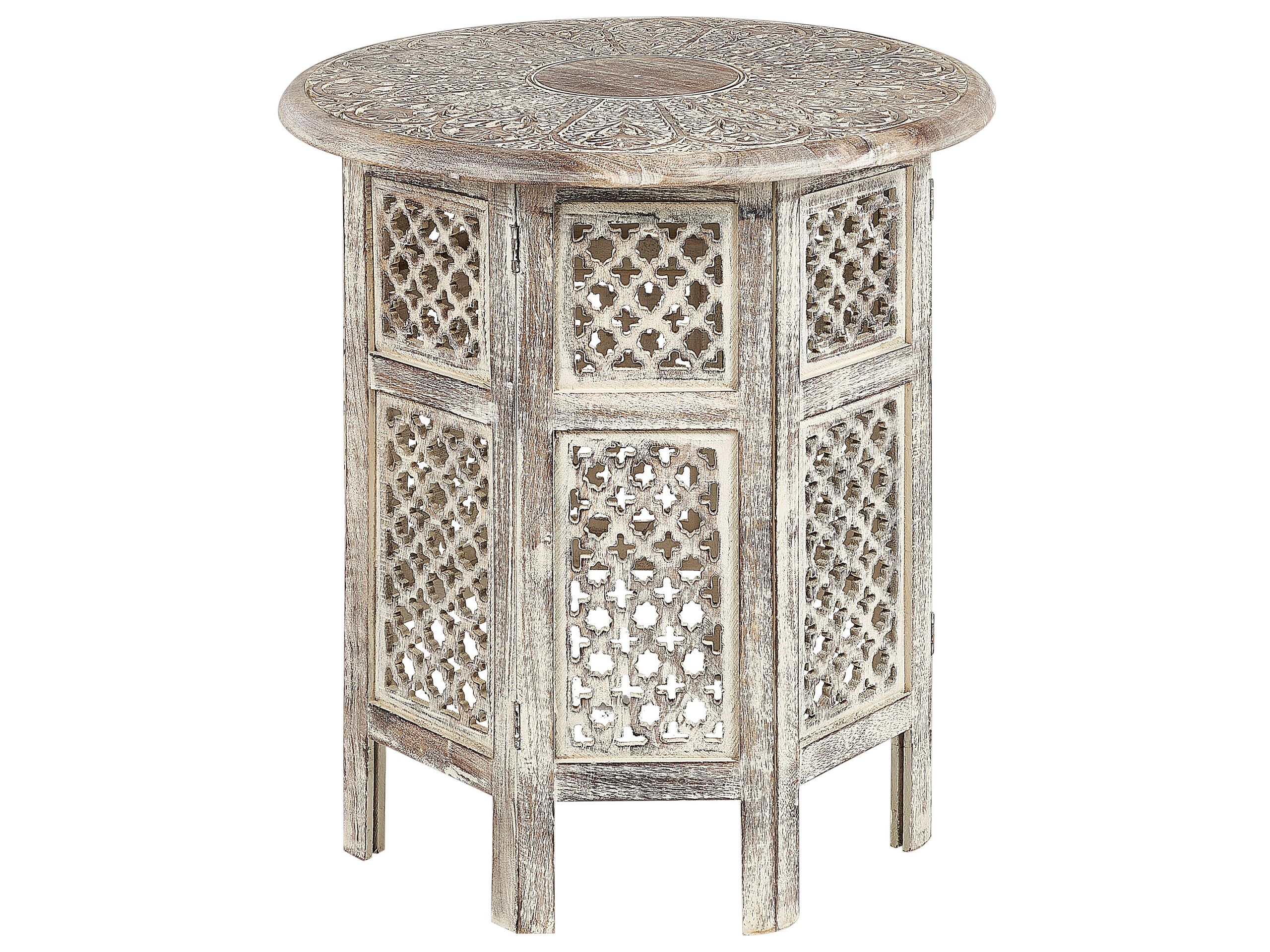 Mango Wood Side Table Light SANTRA - Gemini Interiors