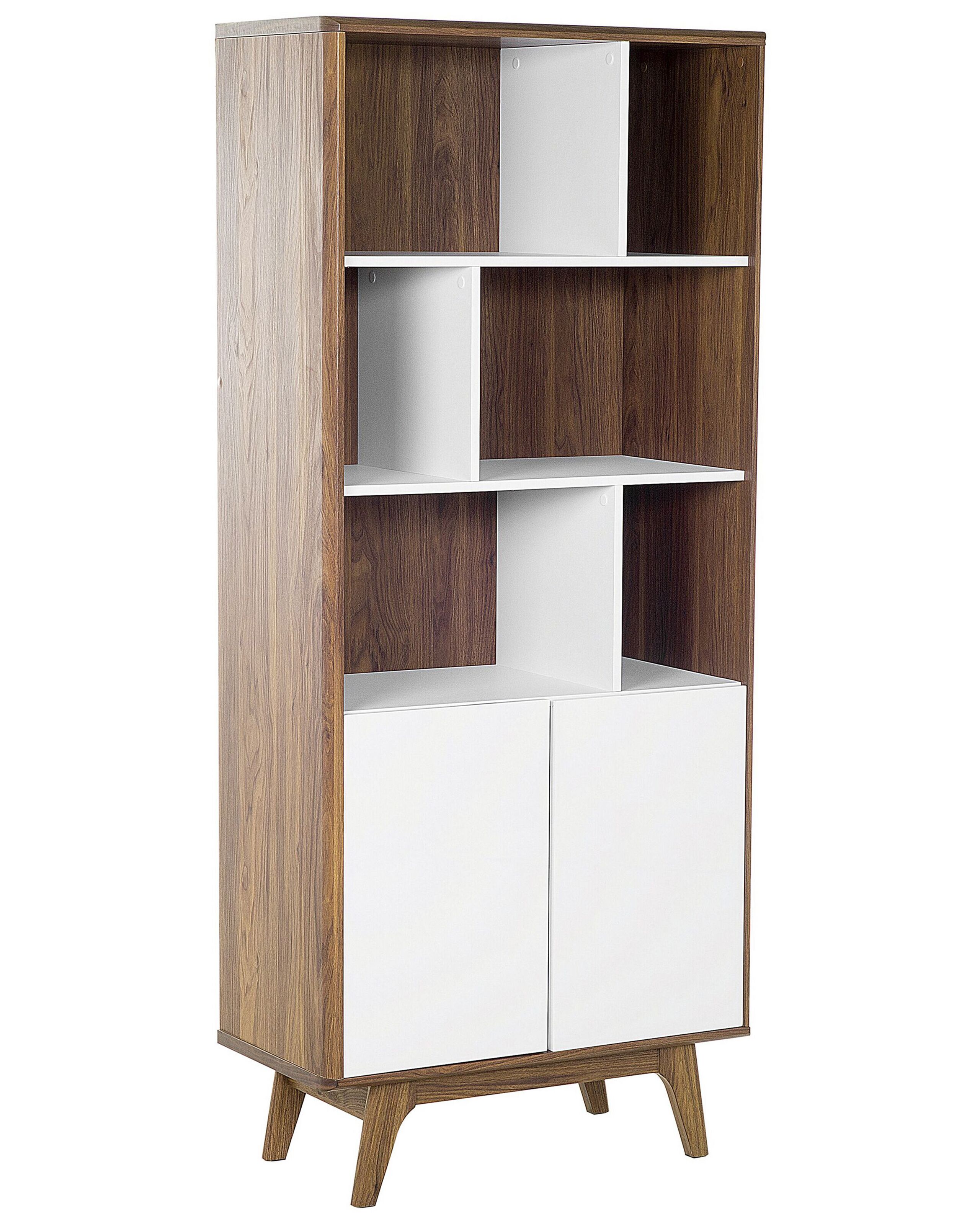 Bookcase Dark Wood with White COLUMBUS - Gemini Interiors