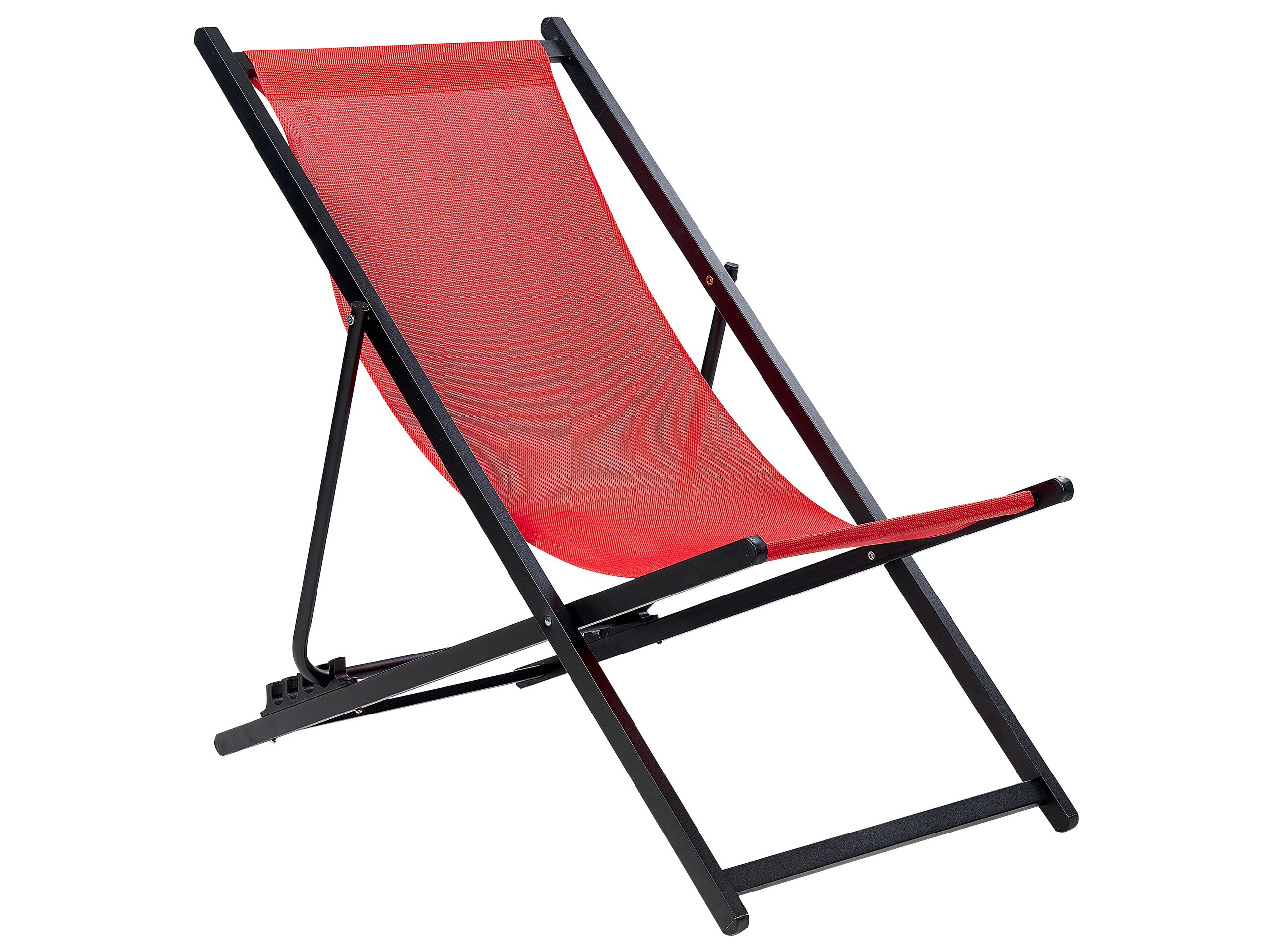 Folding Deck Chair Red and Black LOCRI II - Gemini Interiors