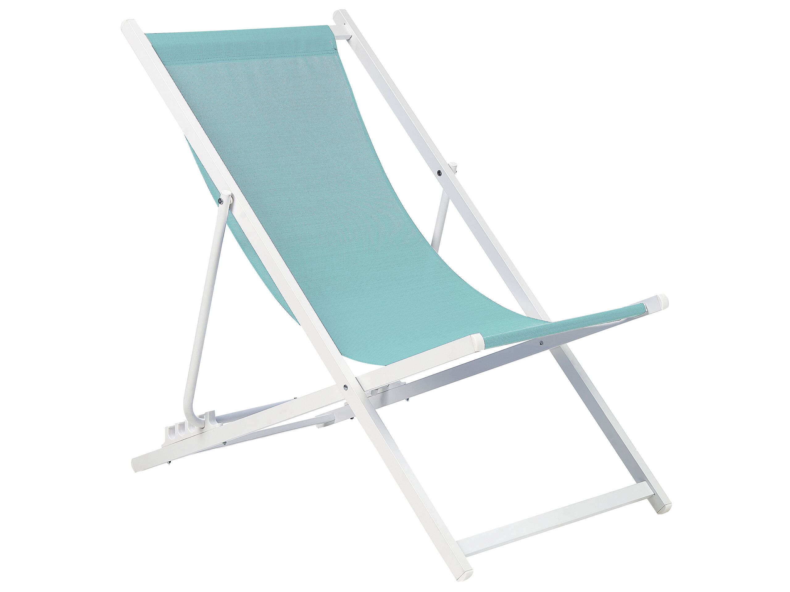 Folding Deck Chair Turquoise and White LOCRI II - Gemini Interiors