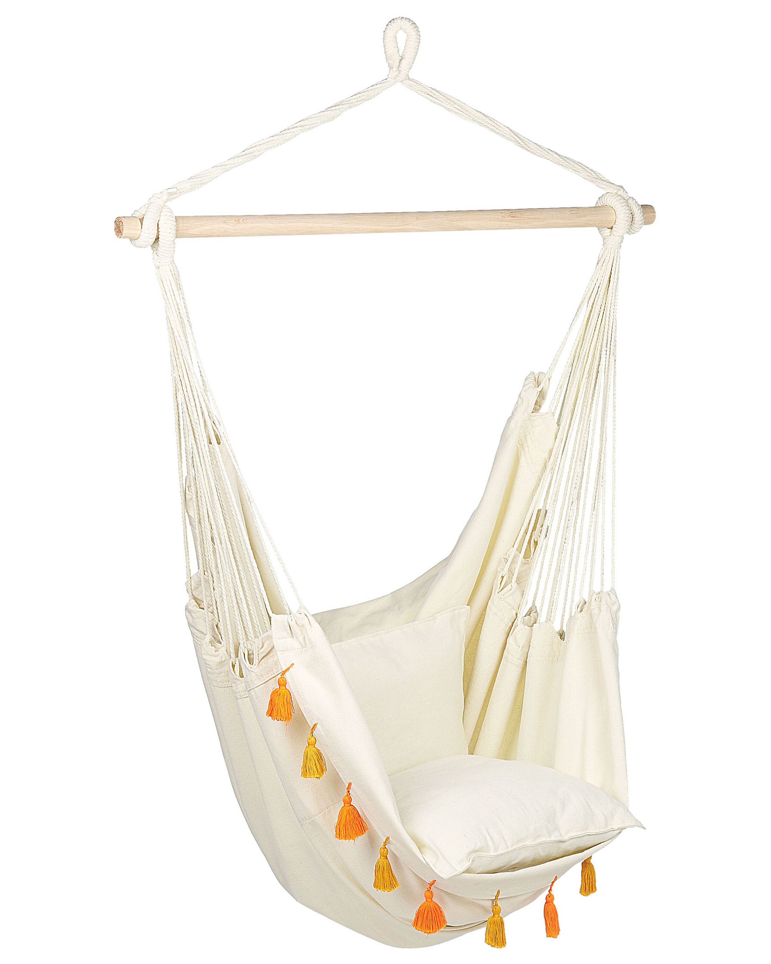 Cotton Hanging Hammock Chair Beige VARENA - Gemini Interiors