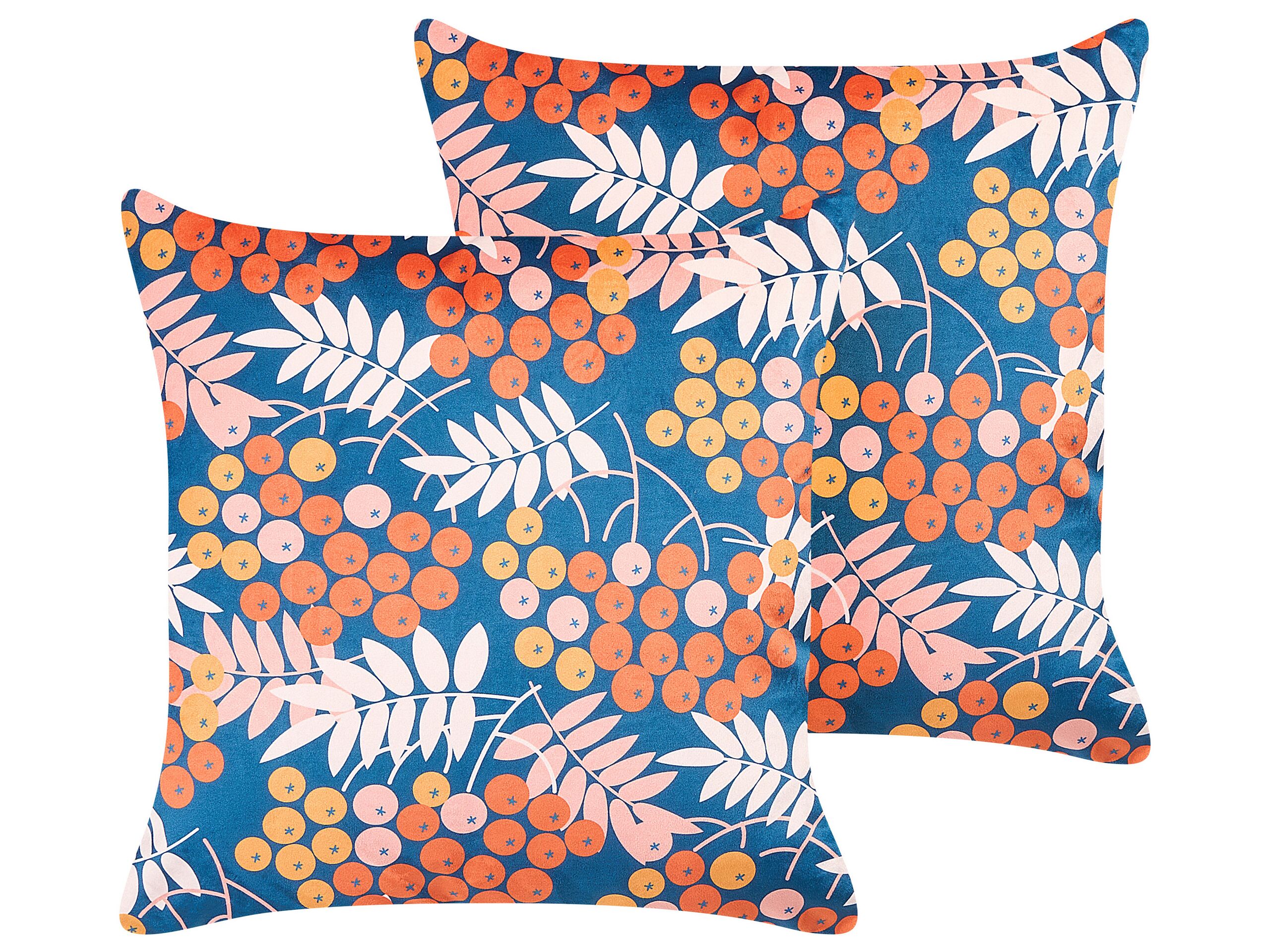 Set of 2 Velvet Cushions 45x45cm Multicolour - Gemini Interiors