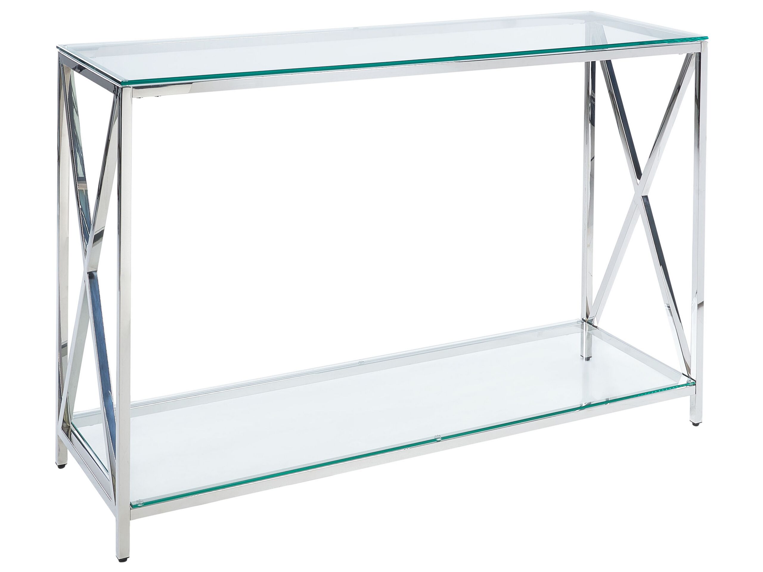 Glass Top Console Table Silver AUDET - Gemini Interiors