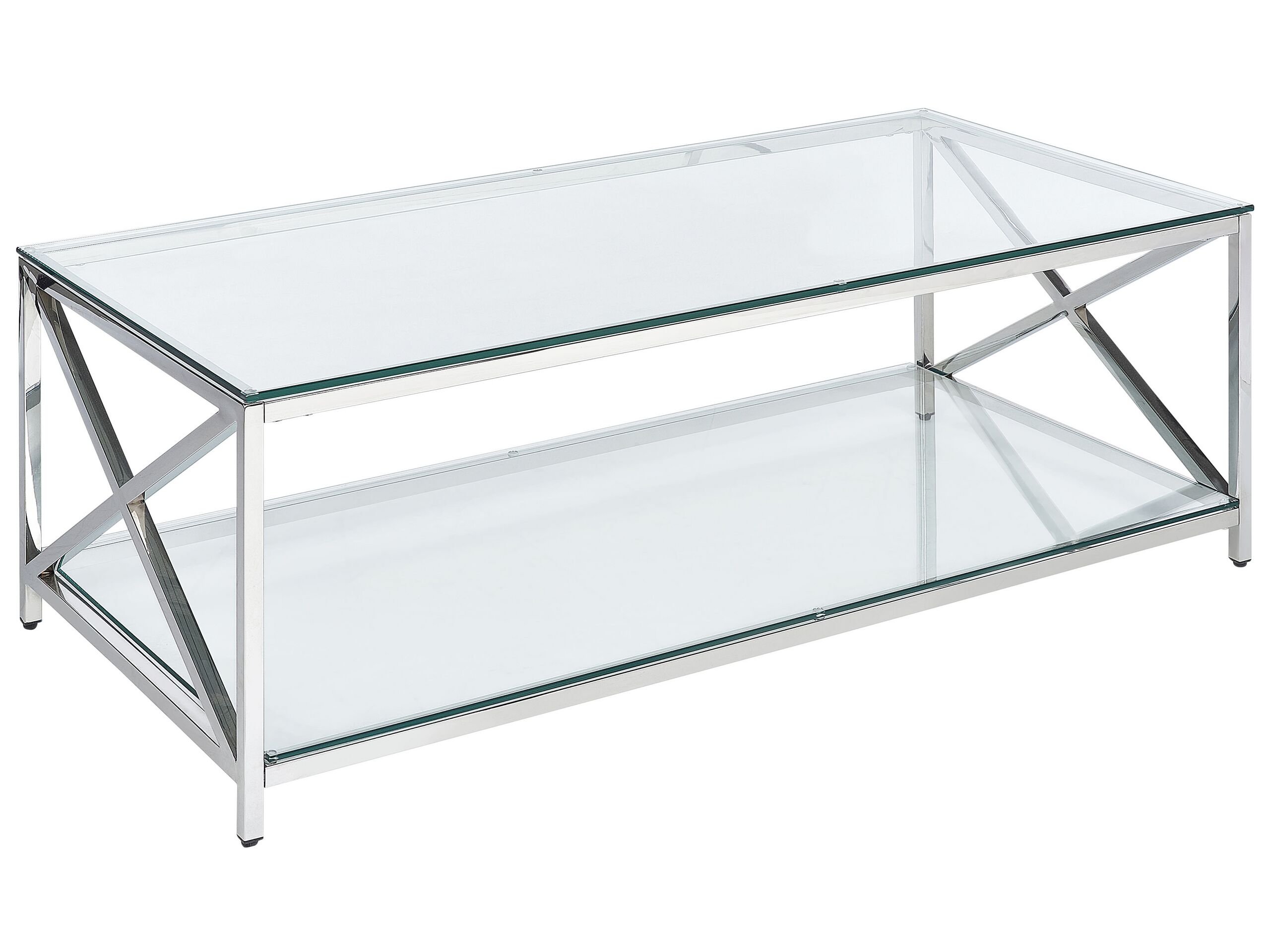 Glass Top Coffee Table Silver AUDET - Gemini Interiors