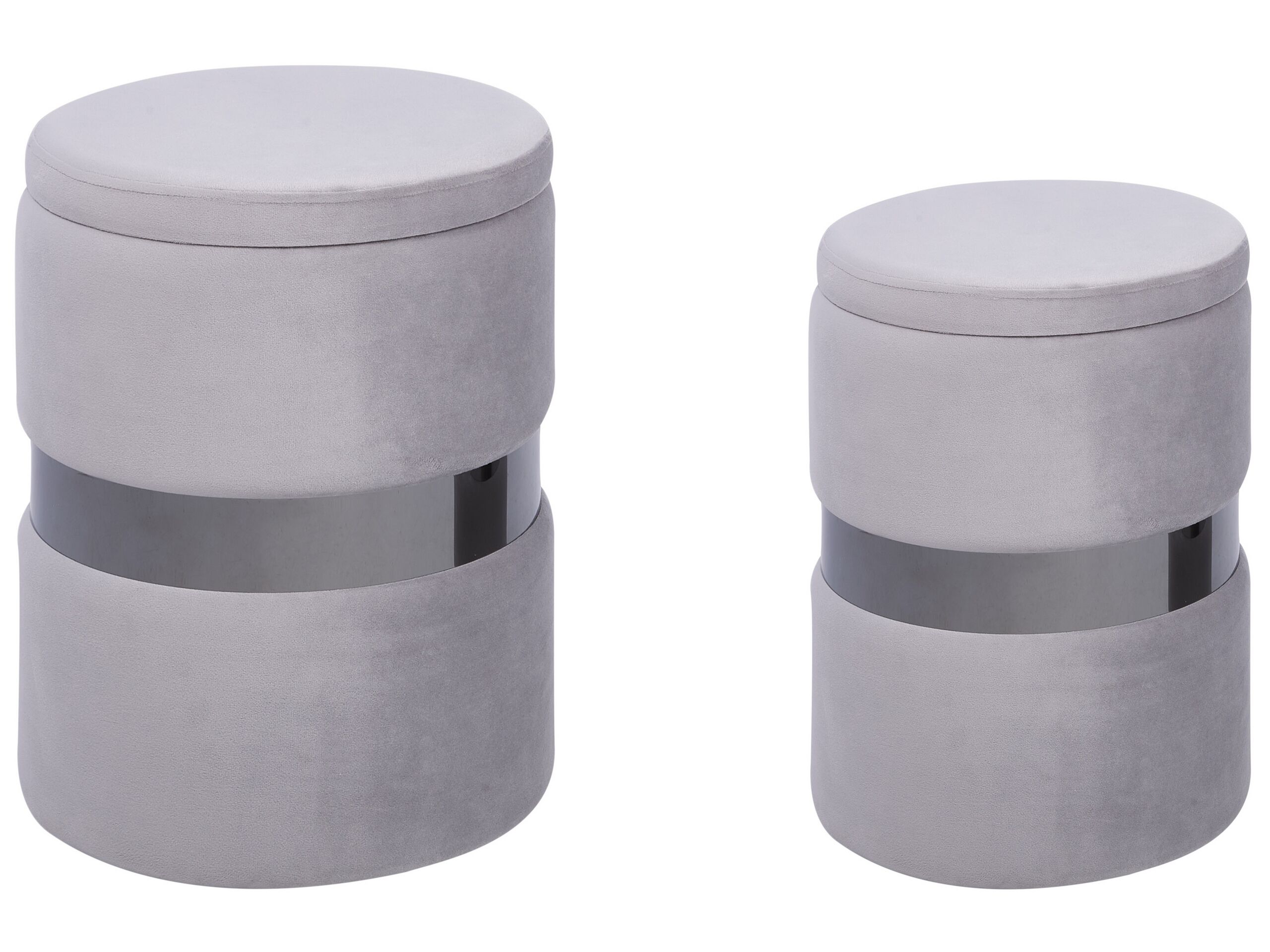 Set of 2 Velvet Storage Pouffes Grey DORIS - Gemini Interiors