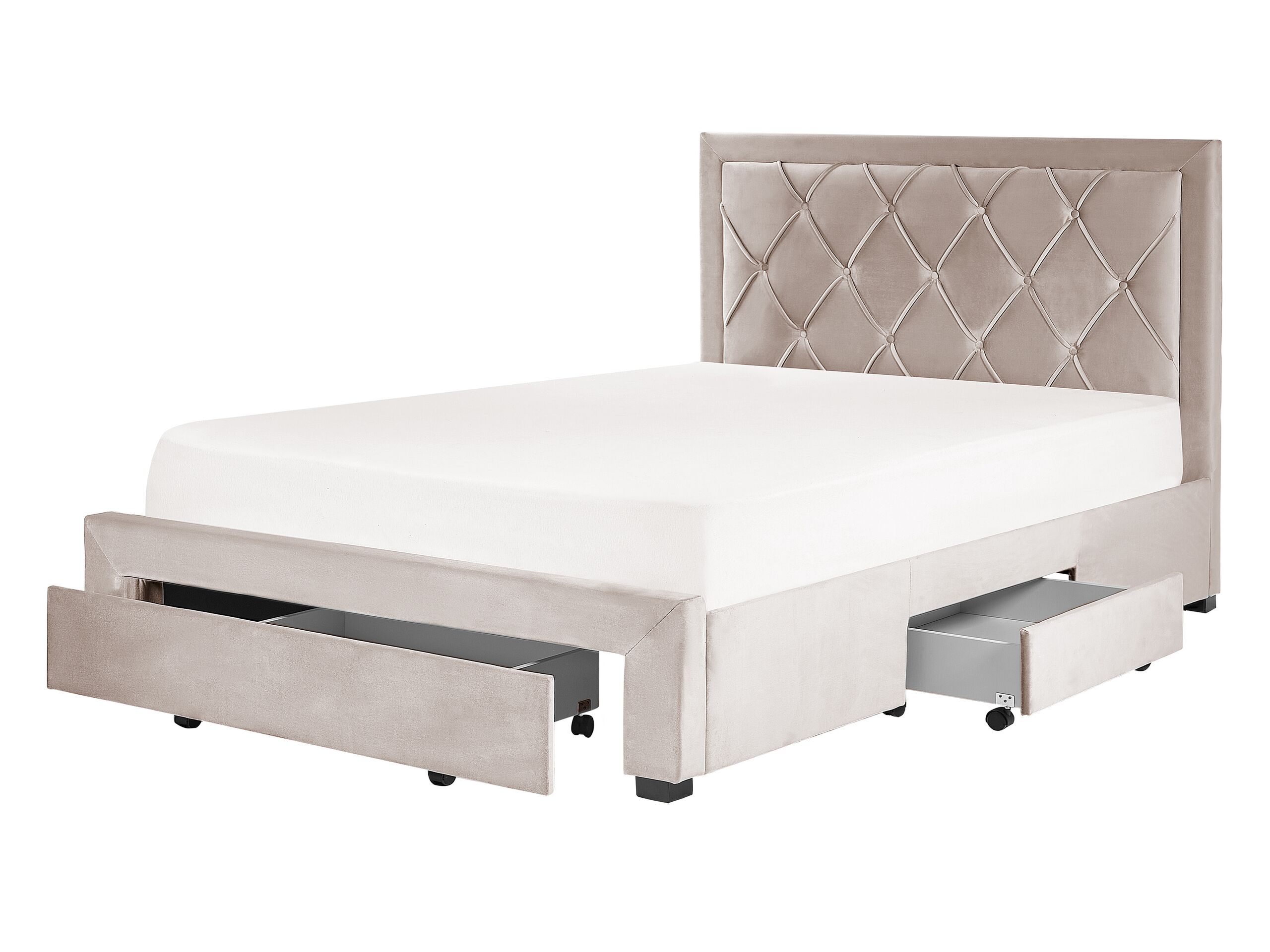 Velvet EU Double Bed with Storage Beige LIEVIN - Gemini Interiors