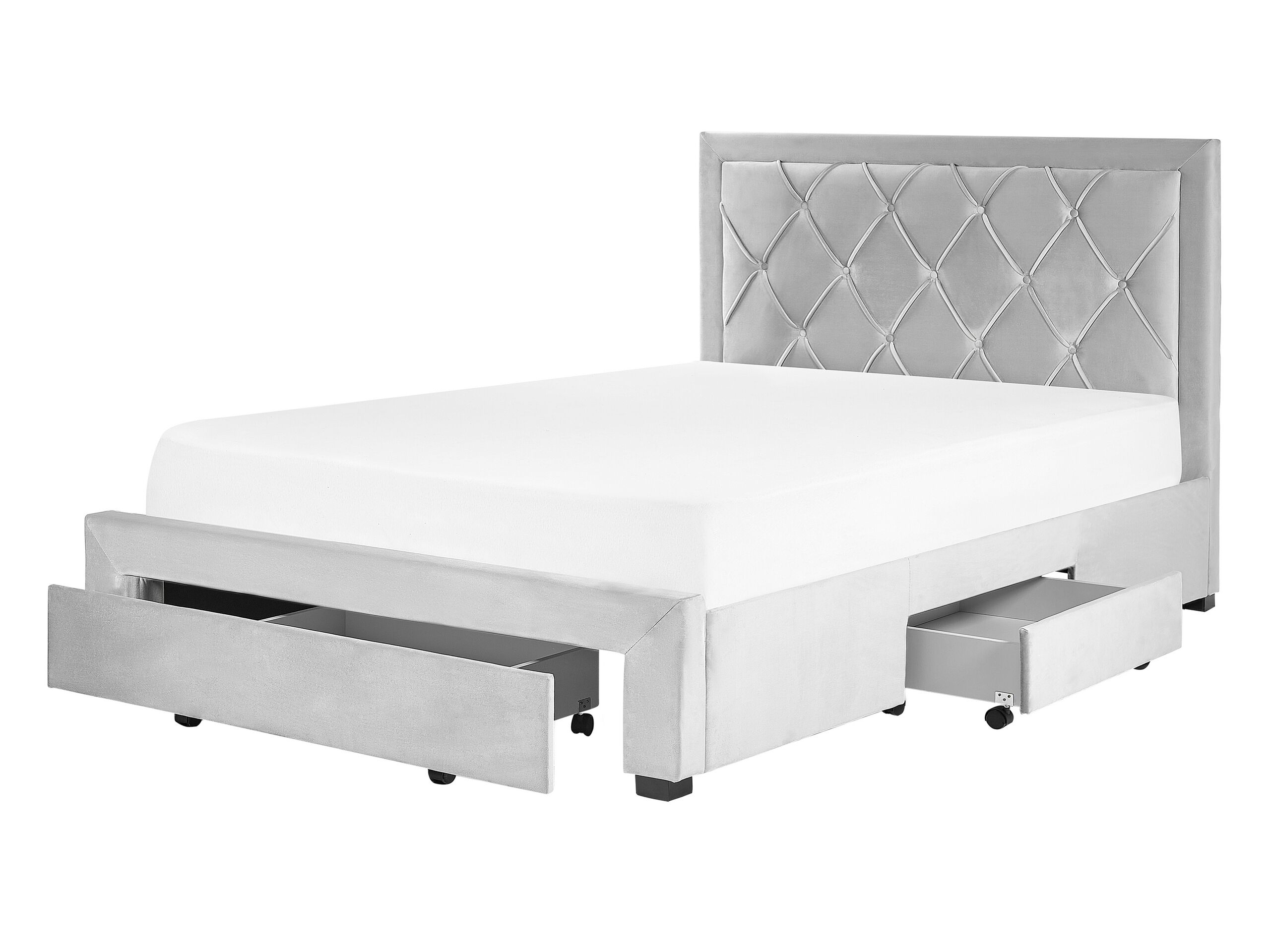 Velvet EU Double Bed with Storage Light Grey LIEVIN - Gemini Interiors