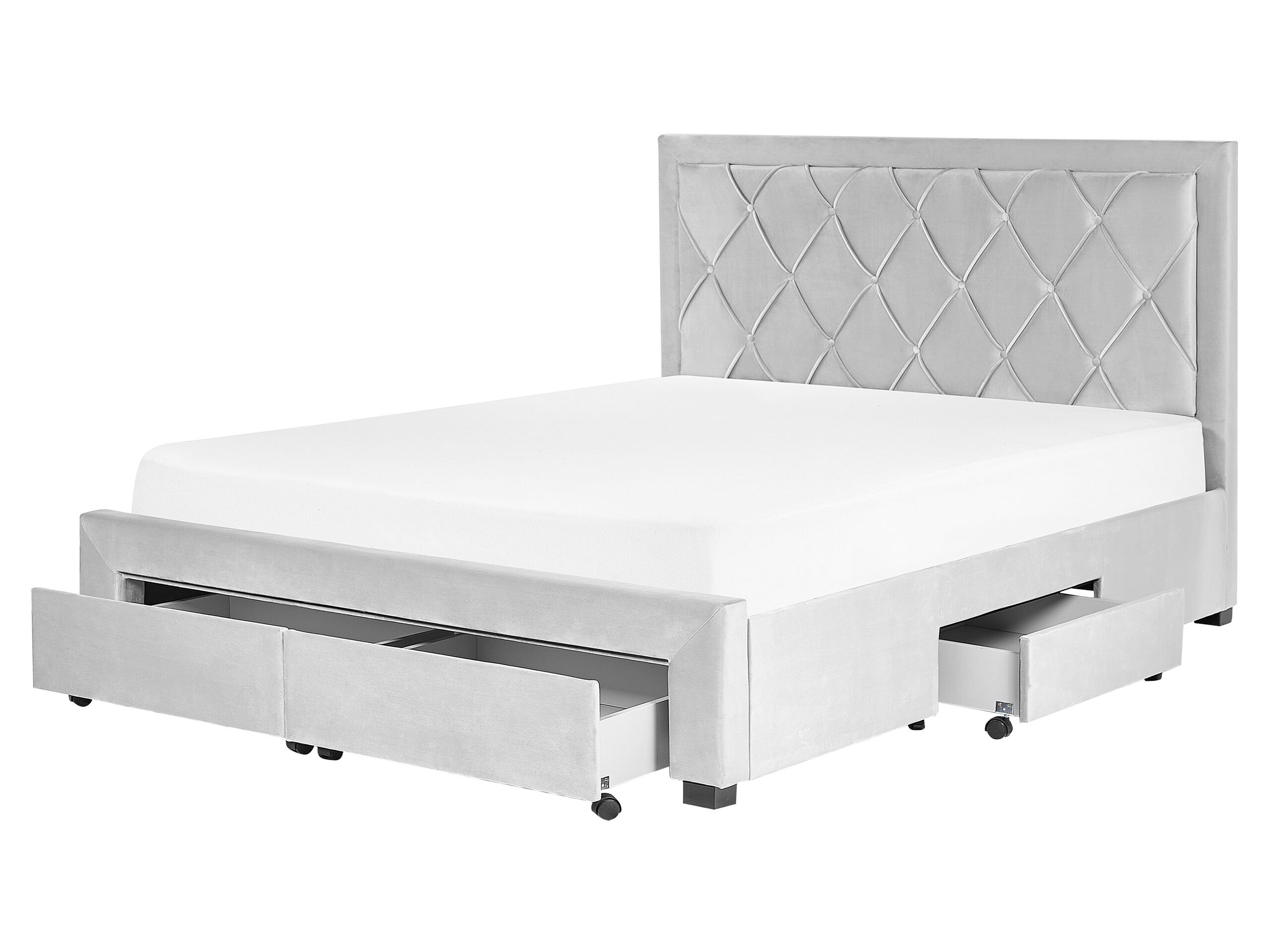 Velvet EU King Size Bed with Storage Light Grey LIEVIN - Gemini Interiors