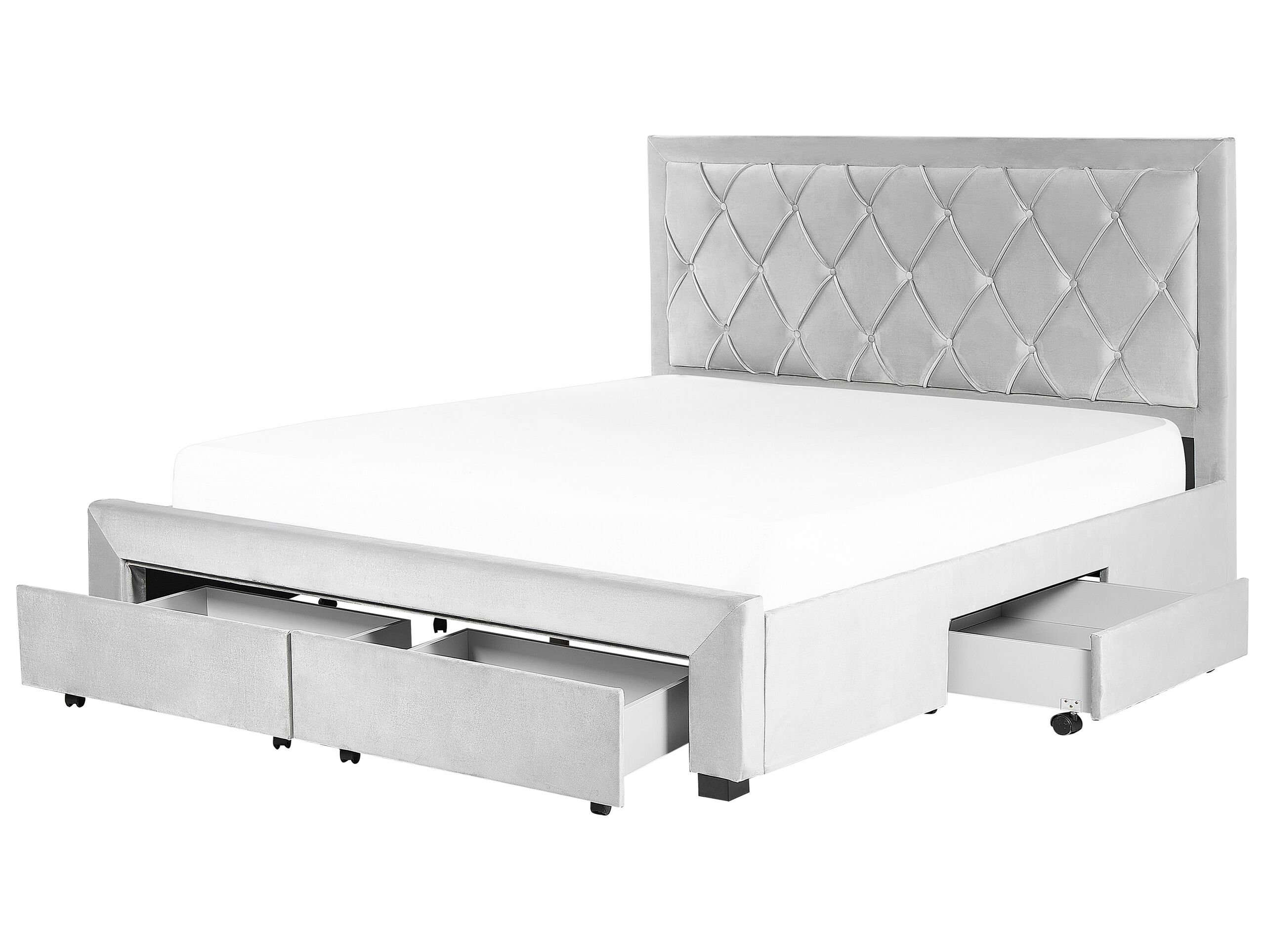 Velvet EU Super King Size Bed with Storage Light Grey LIEVIN - Gemini Interiors