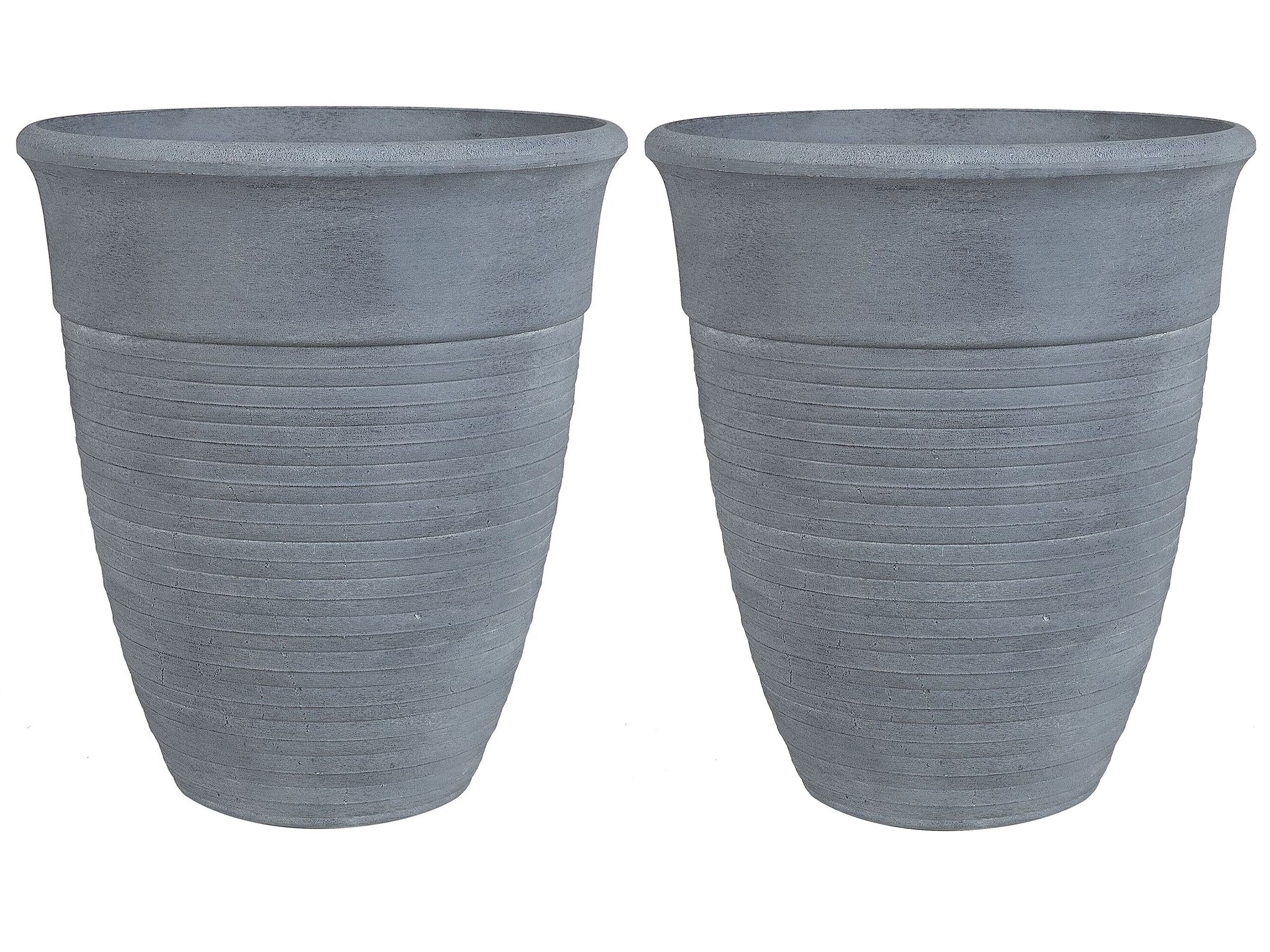 Set of 2 Plant Pots âŒ€ 50 cm Grey KATALIMA - Gemini Interiors