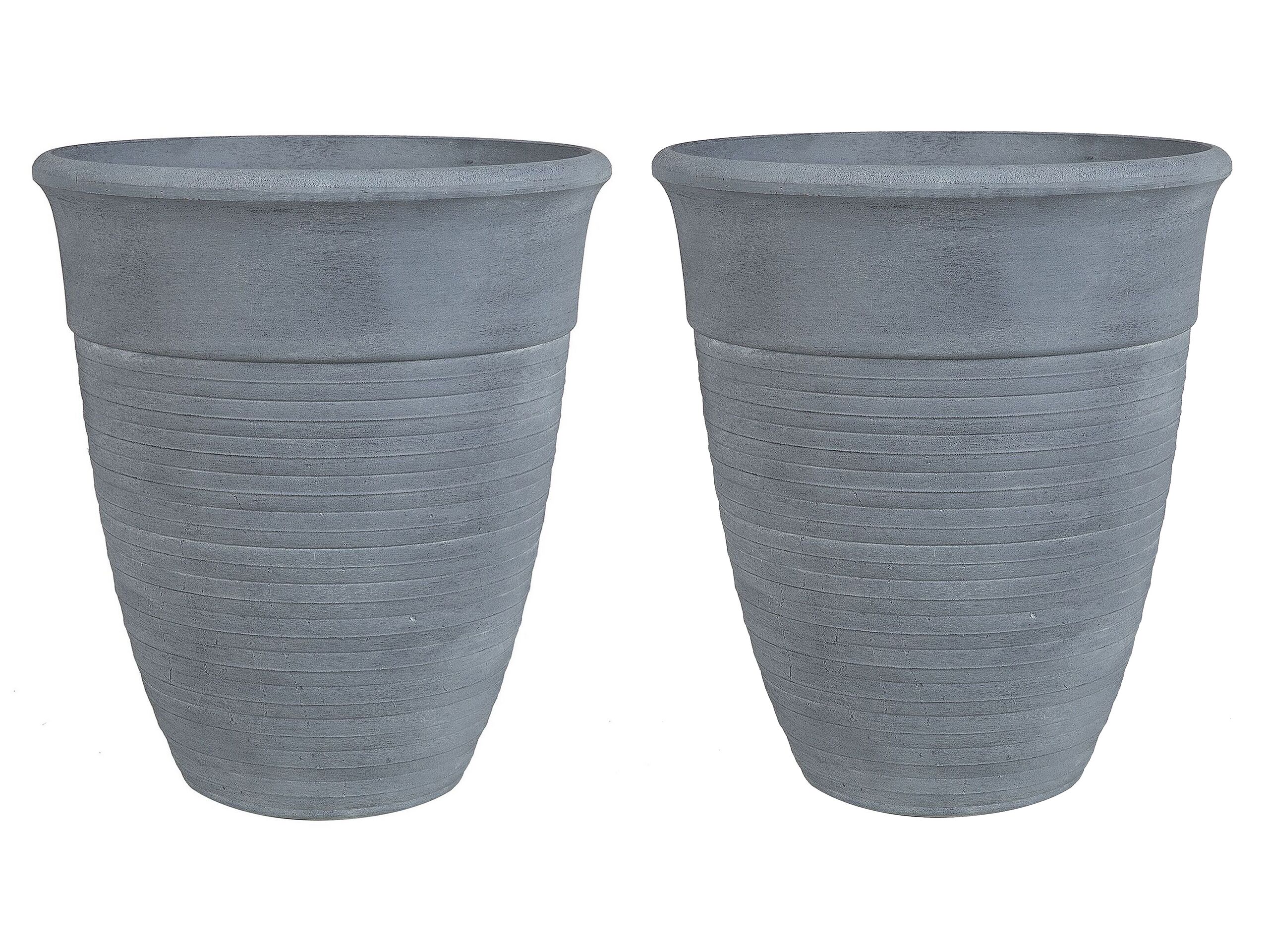 Set of 2 Plant Pots âŒ€ 43 cm Grey KATALIMA - Gemini Interiors