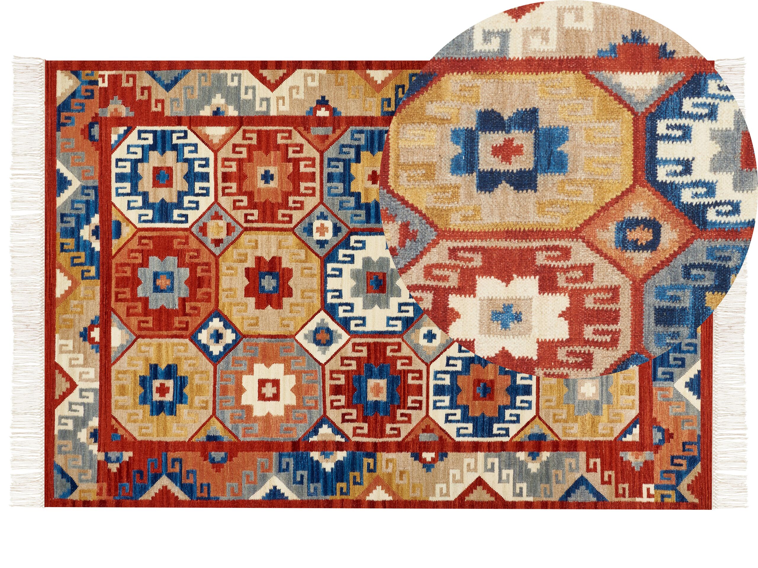 Wool Kilim Area Rug 200x300cm Multicolour - Gemini Interiors