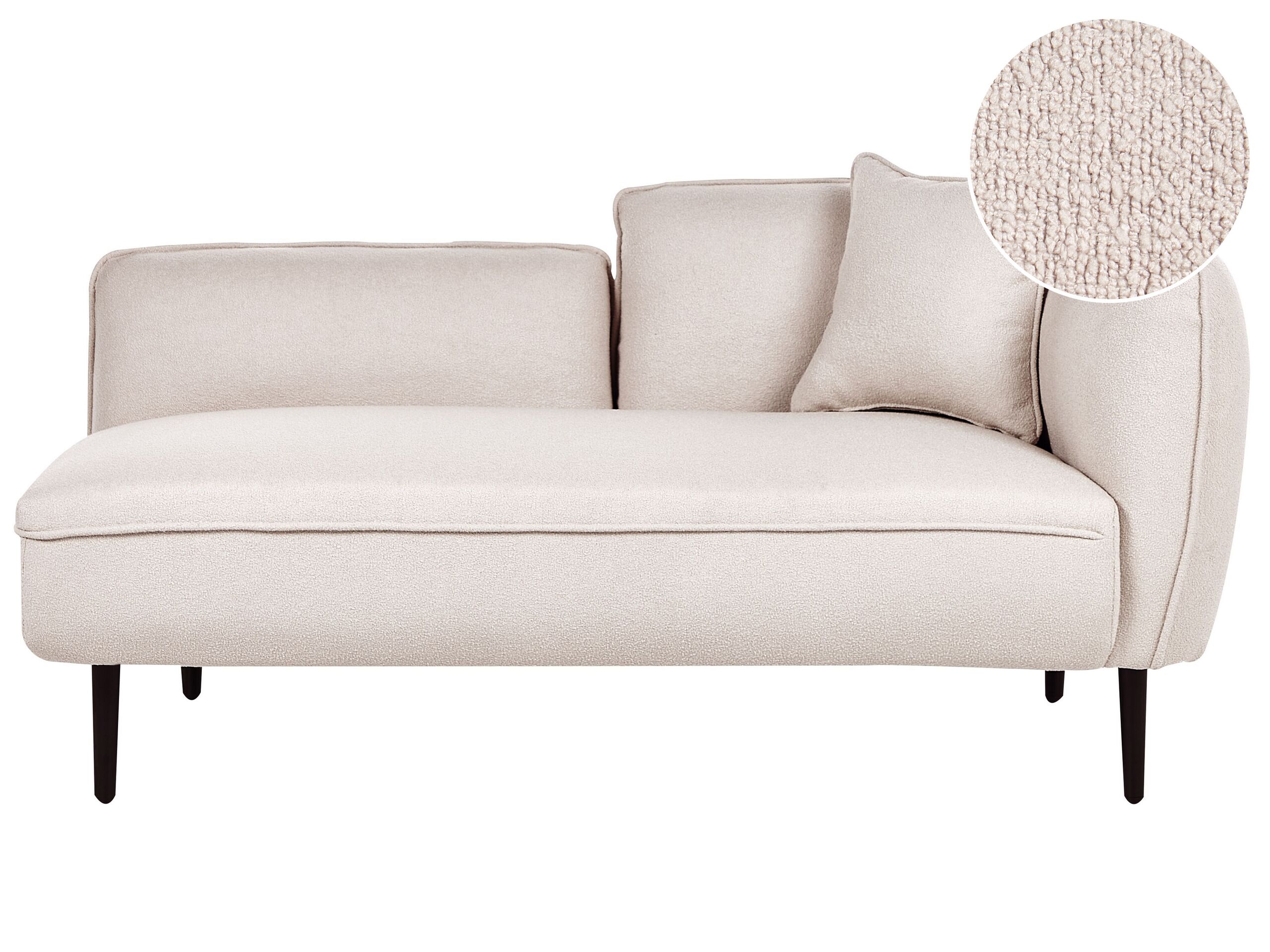 Right Hand Boucle Chaise Lounge Light Beige CHEVANNES - Gemini Interiors