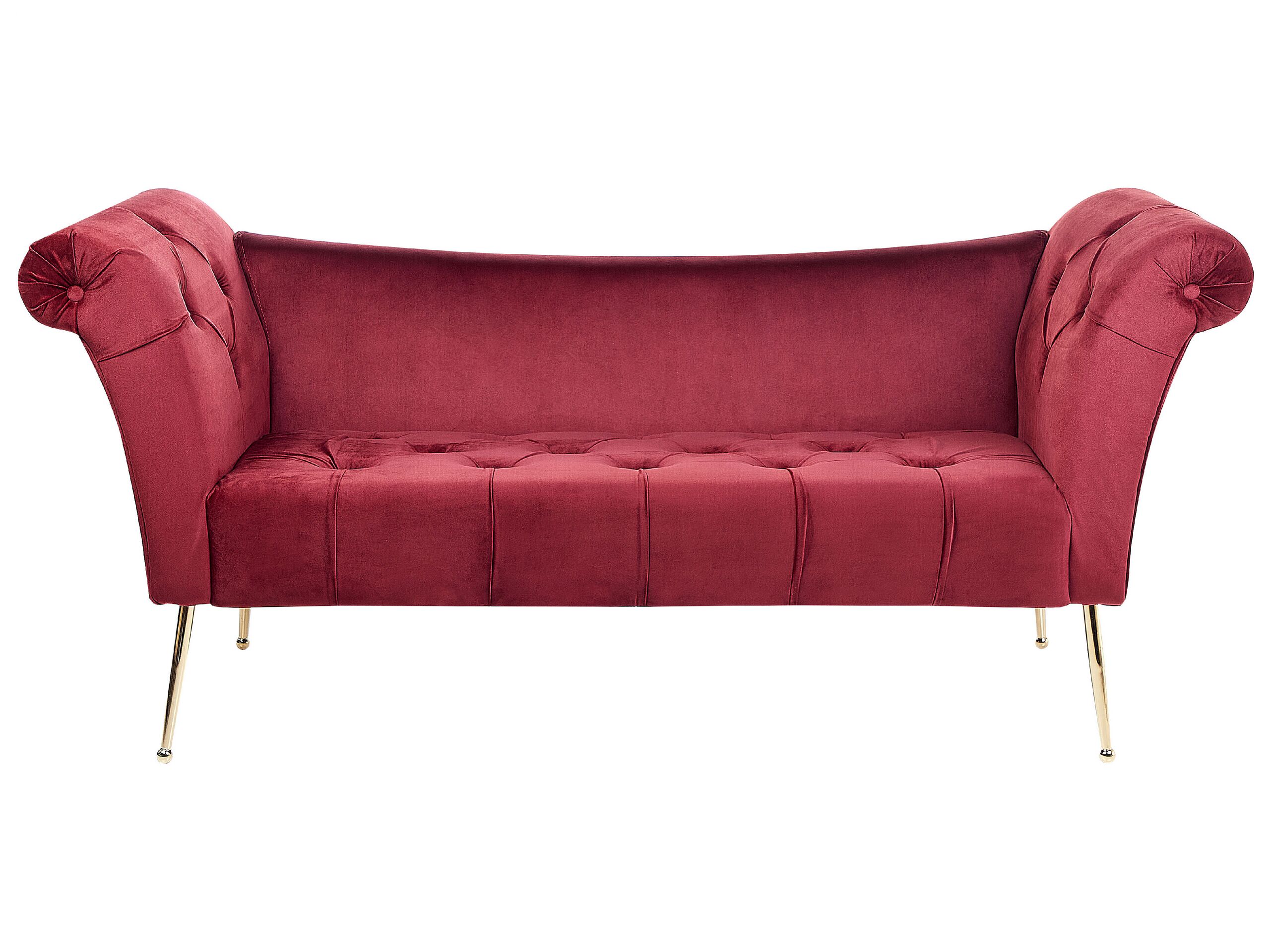 Velvet Chaise Lounge Dark Red NANTILLY - Gemini Interiors