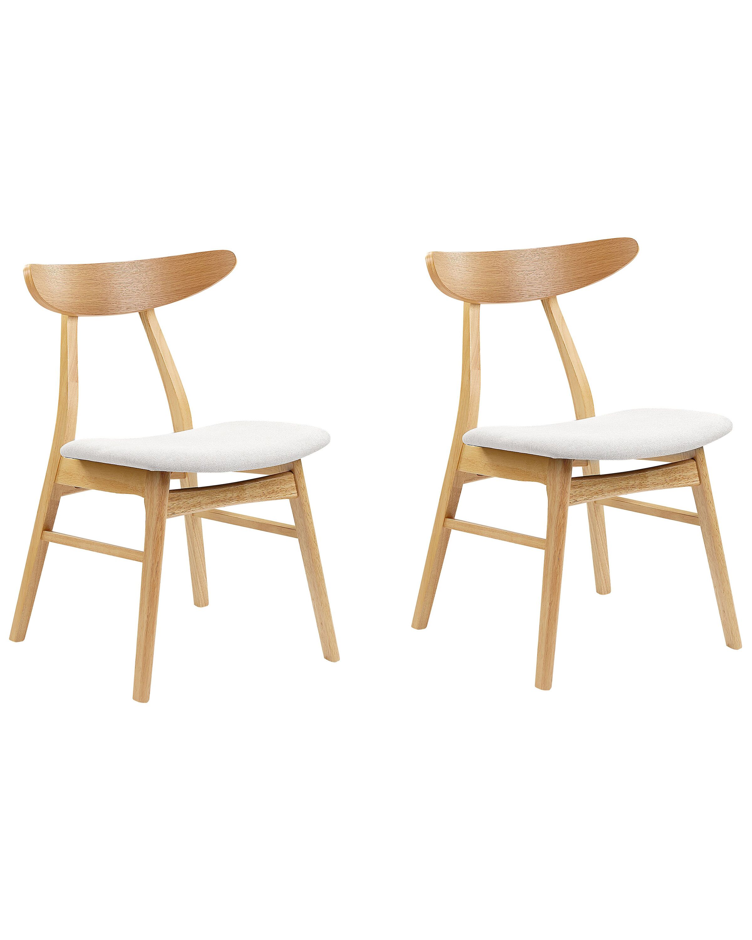 Set of 2 Wooden Dining Chairs Light Wood and Light Grey LYNN - Gemini Interiors