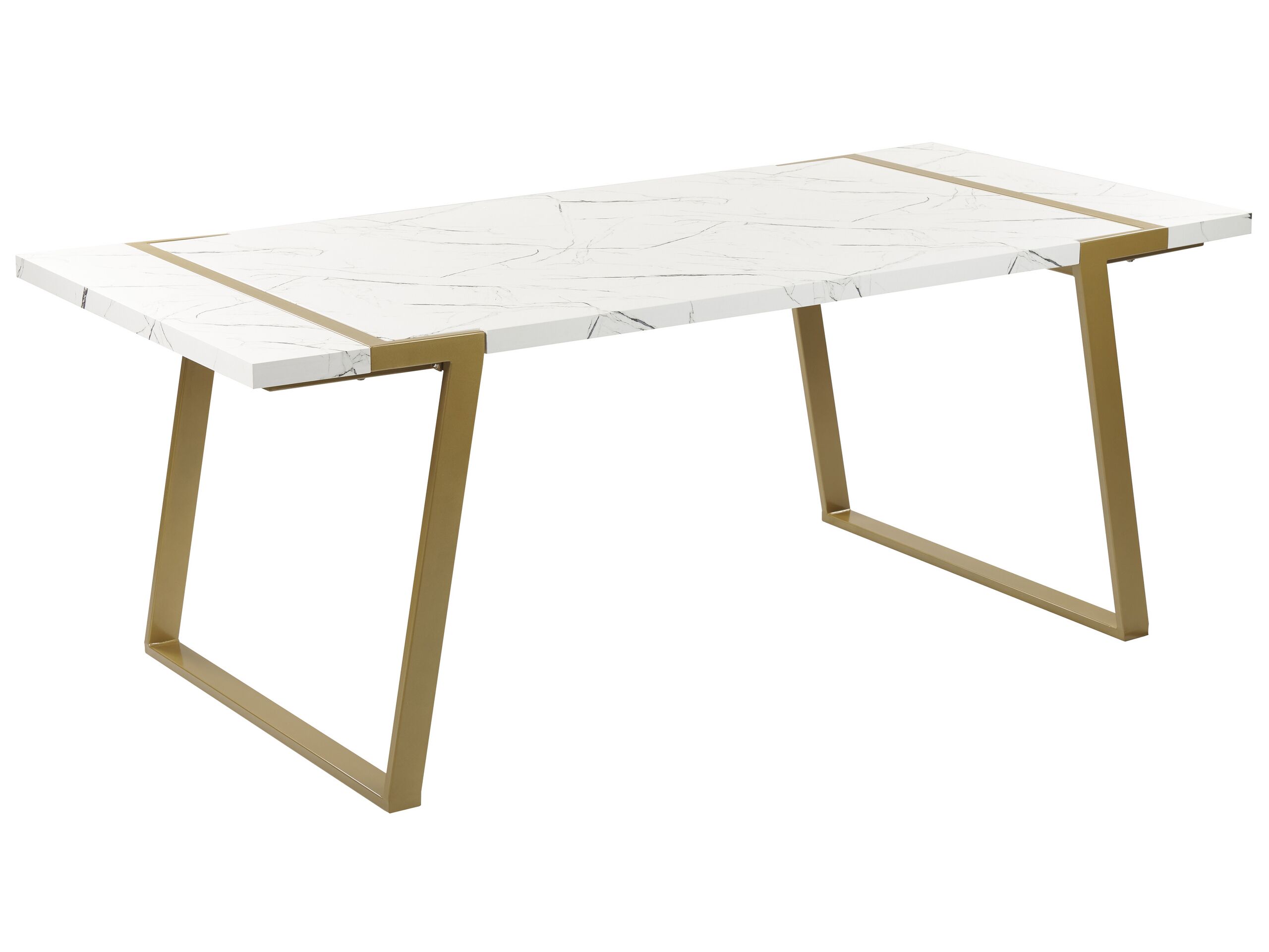 Dining Table 90 x 200 cm Marble Effect and Gold MARTYNIKA - Gemini Interiors