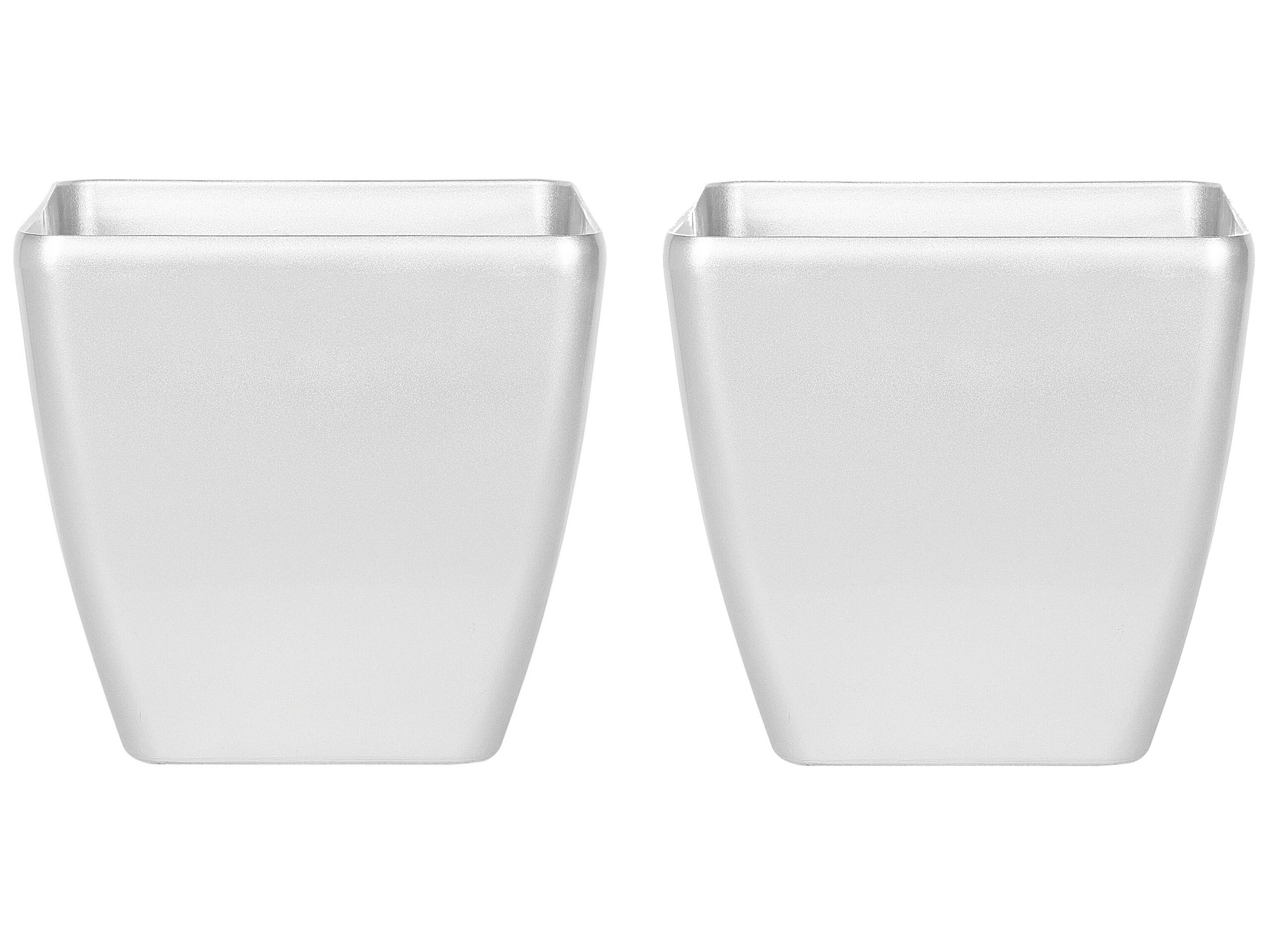 Set of 2 Plant Pots 42 x 42 x 41 cm Silver ASTRAS - Gemini Interiors