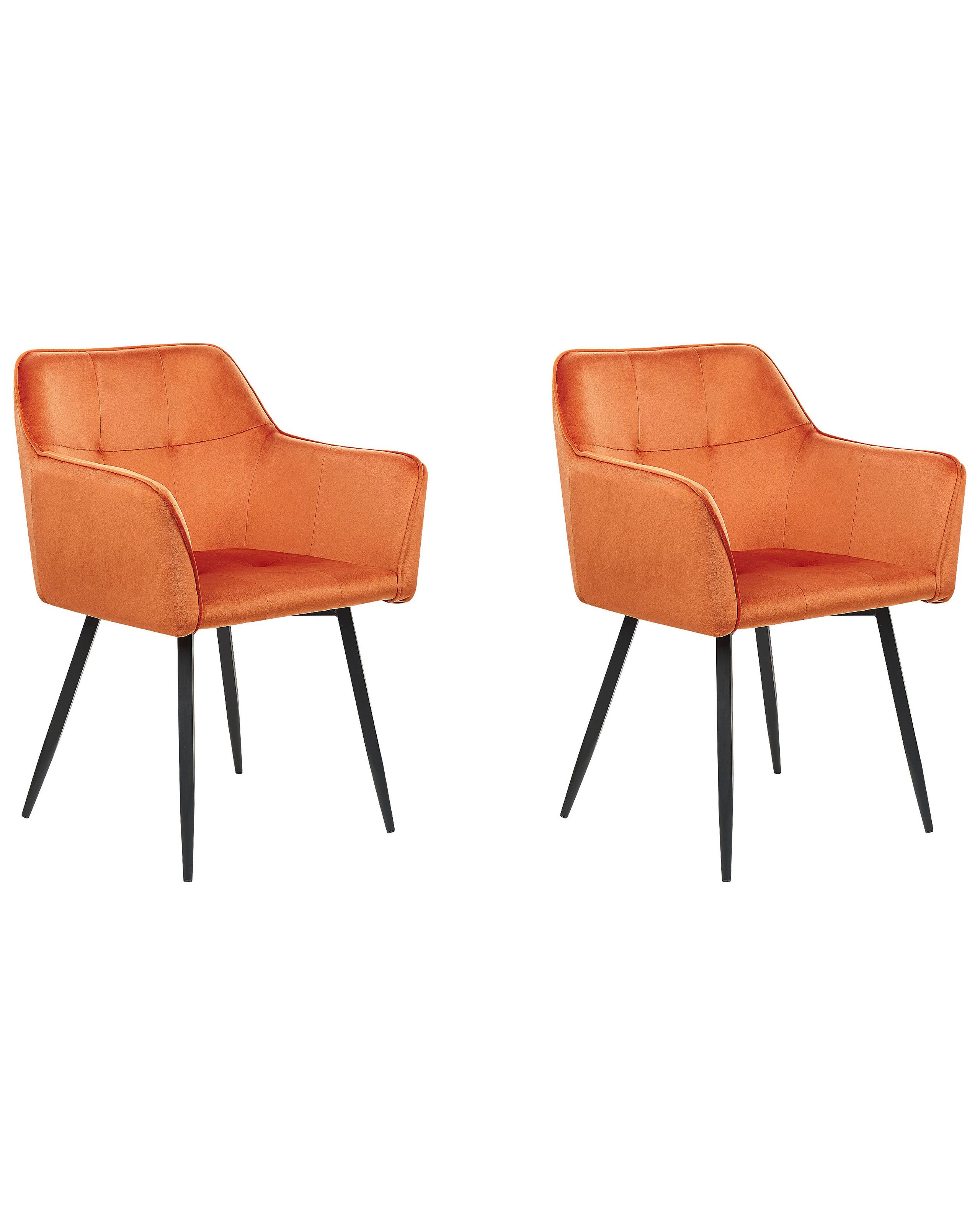Set of 2 Velvet Dining Chairs Orange JASMIN - Gemini Interiors
