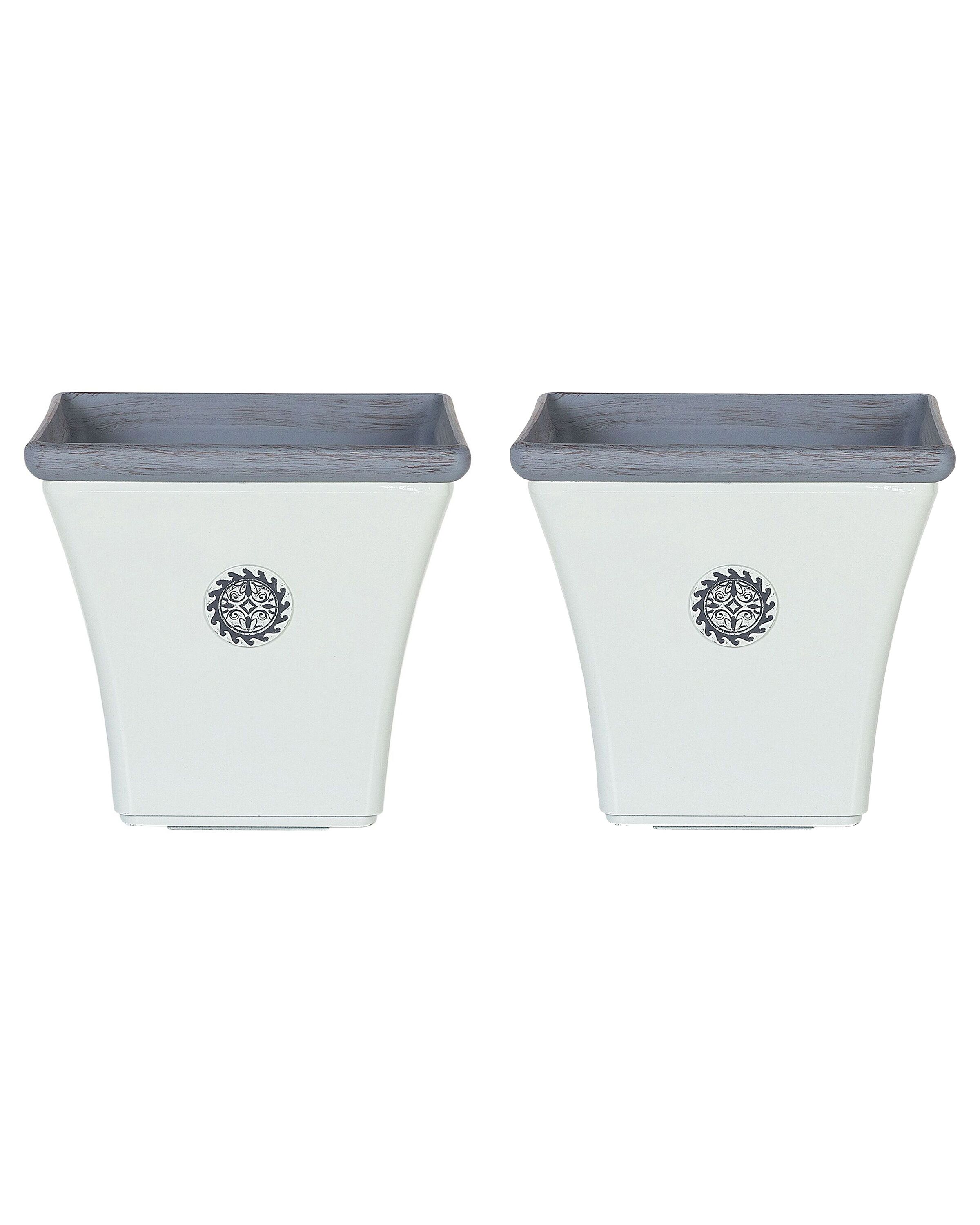 Set of 2 Plant Pots 32 x 32 x 31 cm White ELATEIA - Gemini Interiors