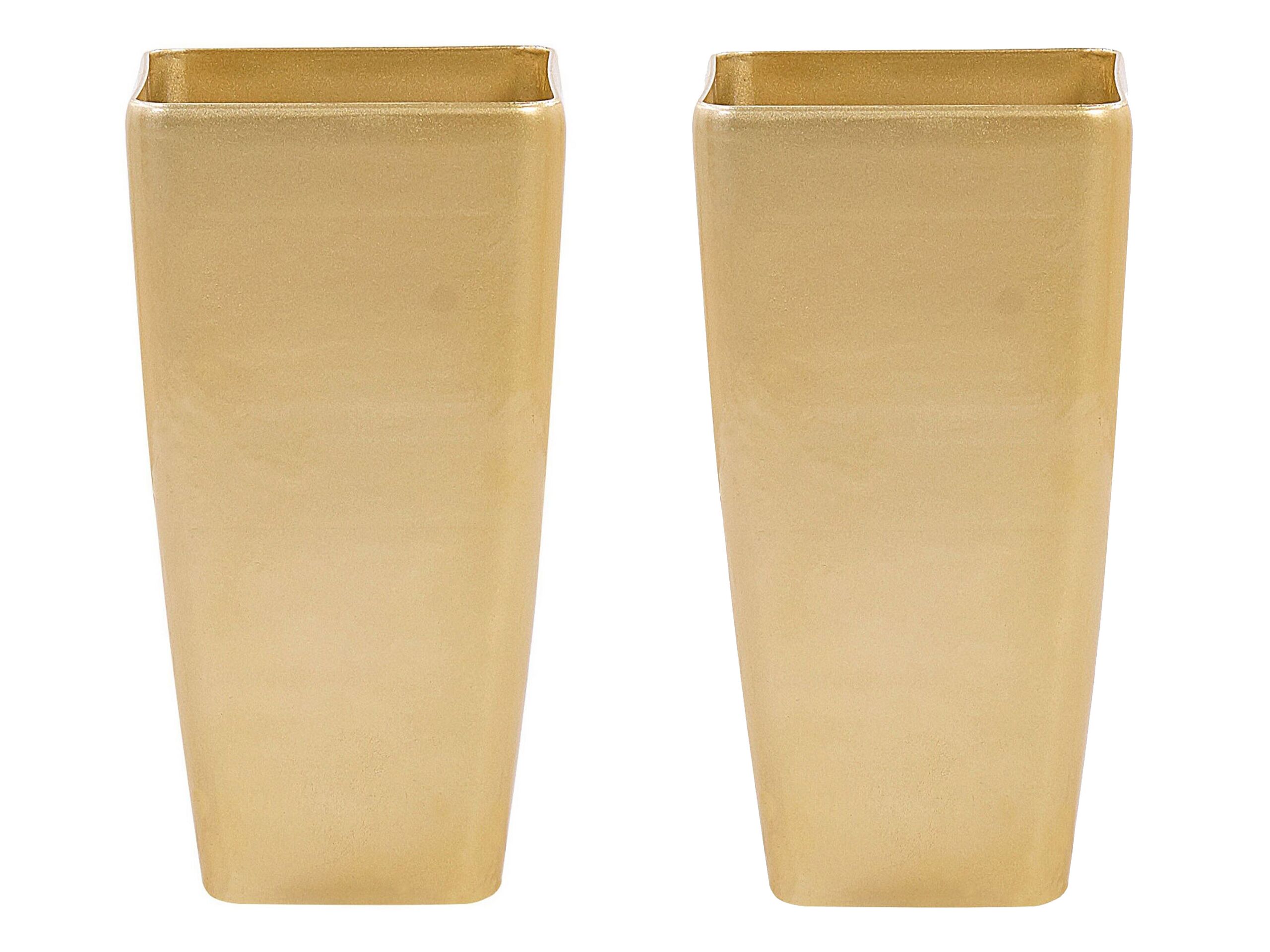 Set of 2 Flower Pots 30 x 30 x 57 cm Gold MODI - Gemini Interiors