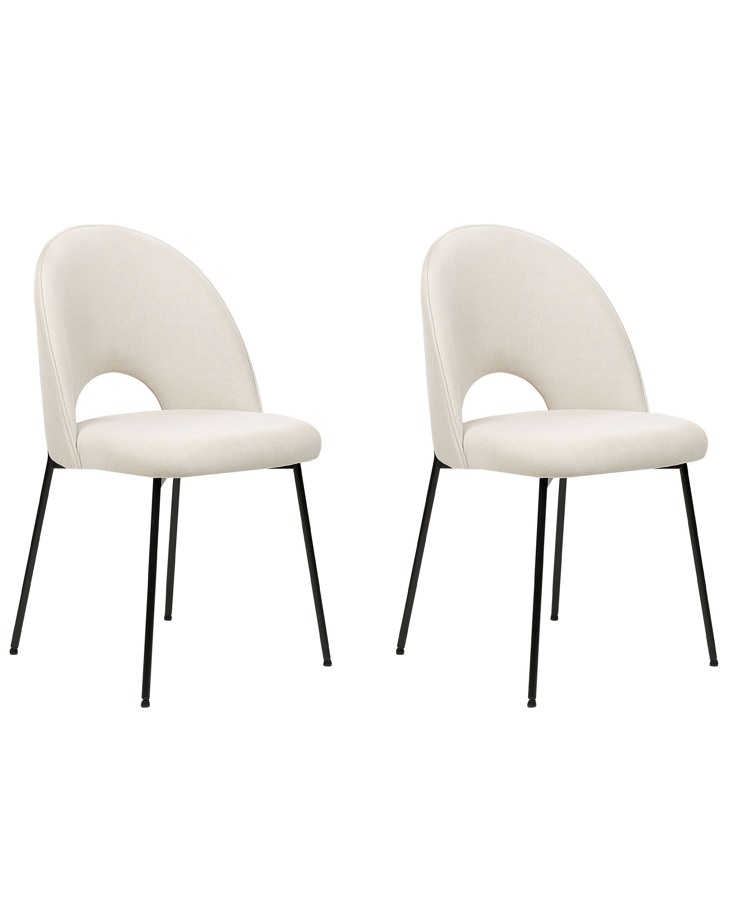 Set of 2 Fabric Dining Chairs Beige COVELO - Gemini Interiors