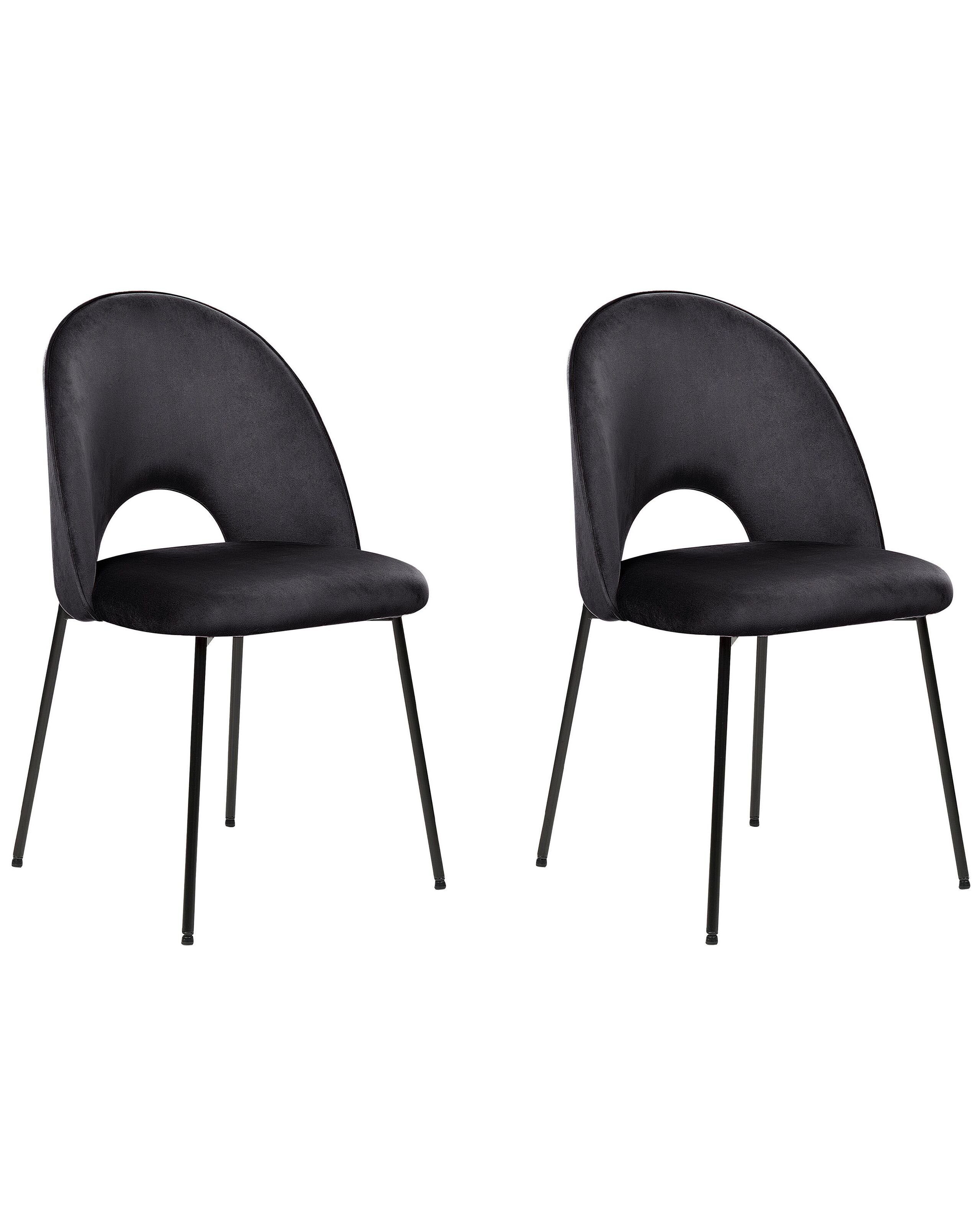 Set of 2 Velvet Dining Chairs Black COVELO - Gemini Interiors