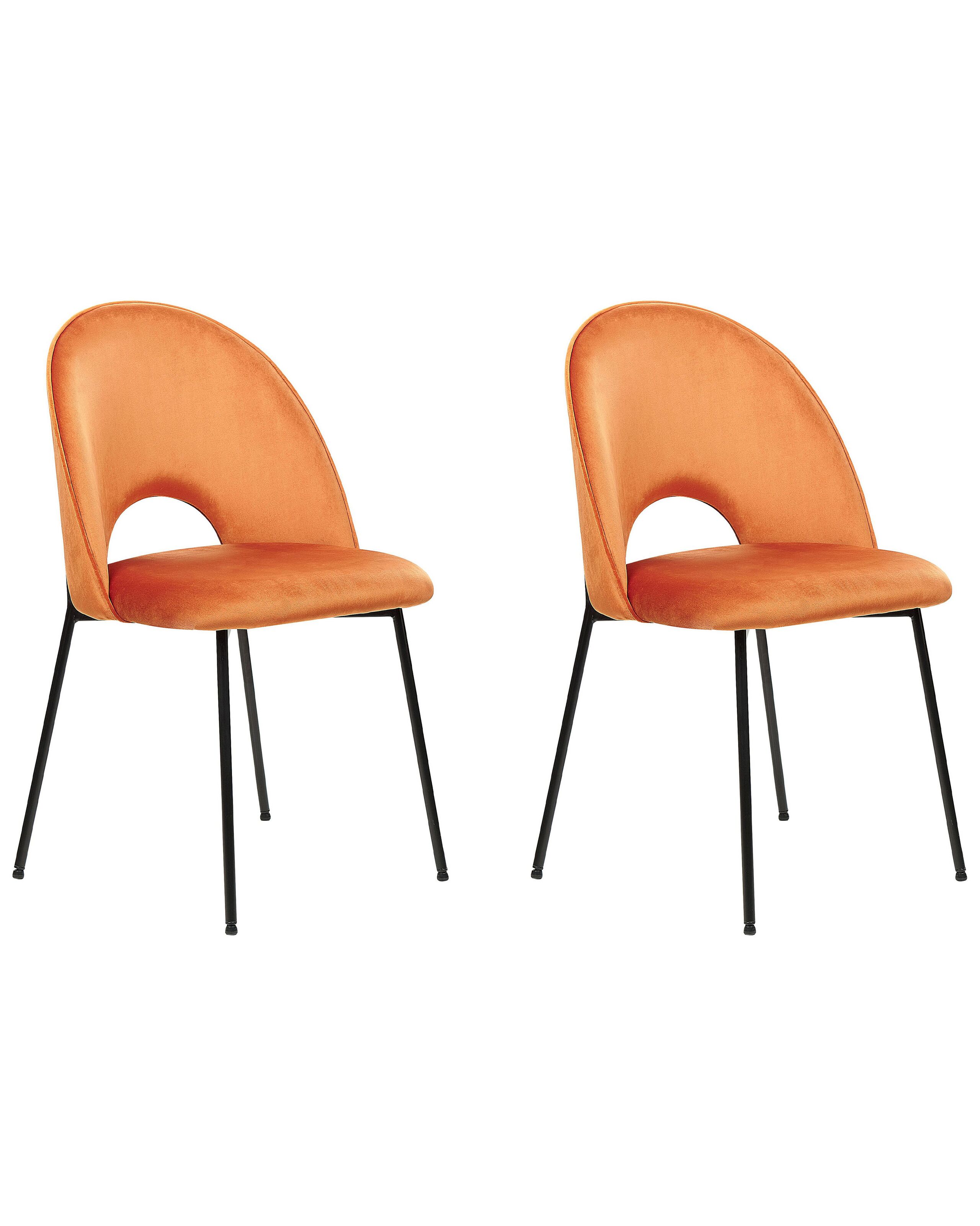 Set of 2 Velvet Dining Chairs Orange COVELO - Gemini Interiors