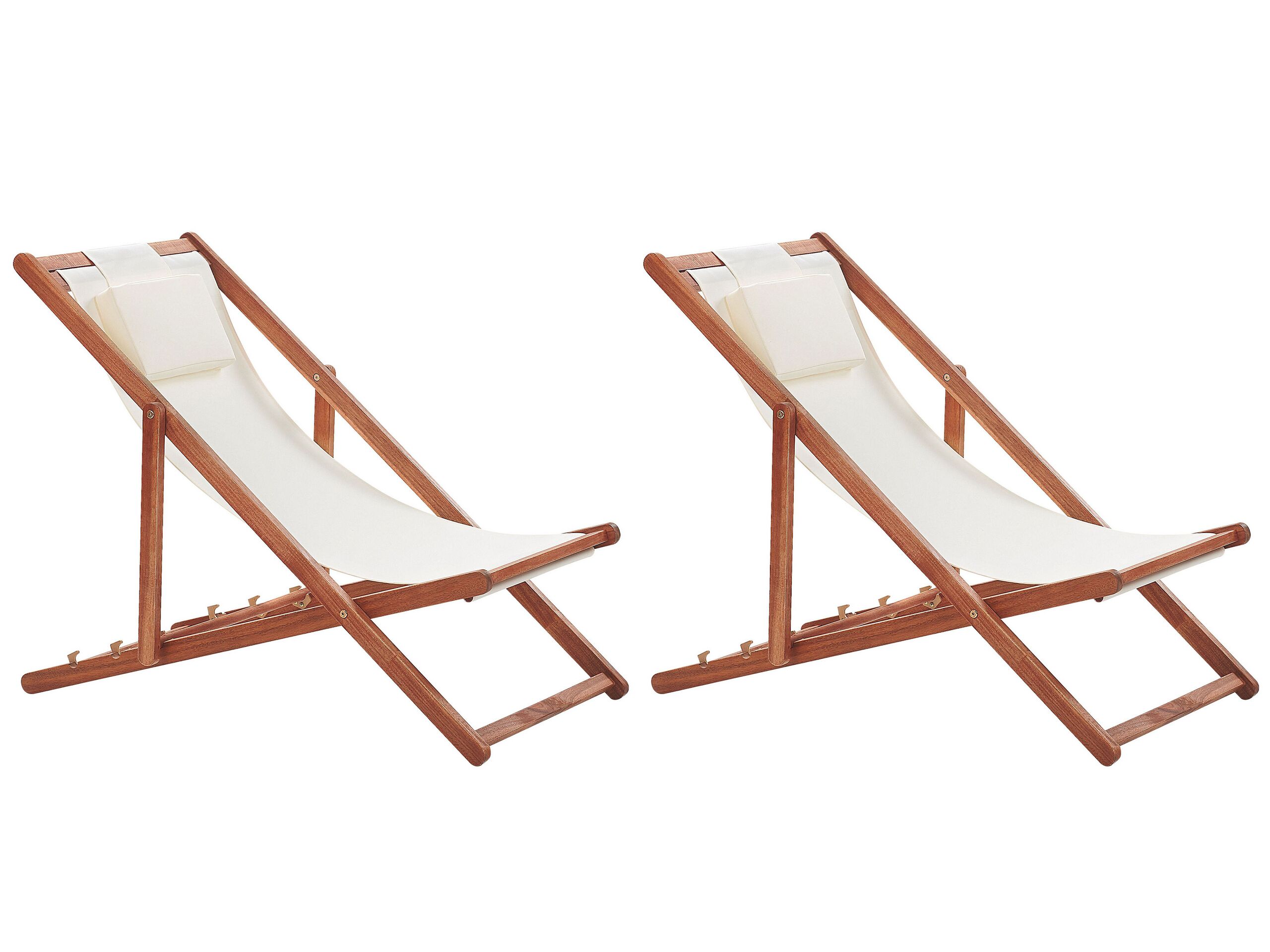 Set of 2 Folding Deck Chairs and 2 Replacement Fabrics (Various Options) Dark Wood AVELLINO - Gemini Interiors