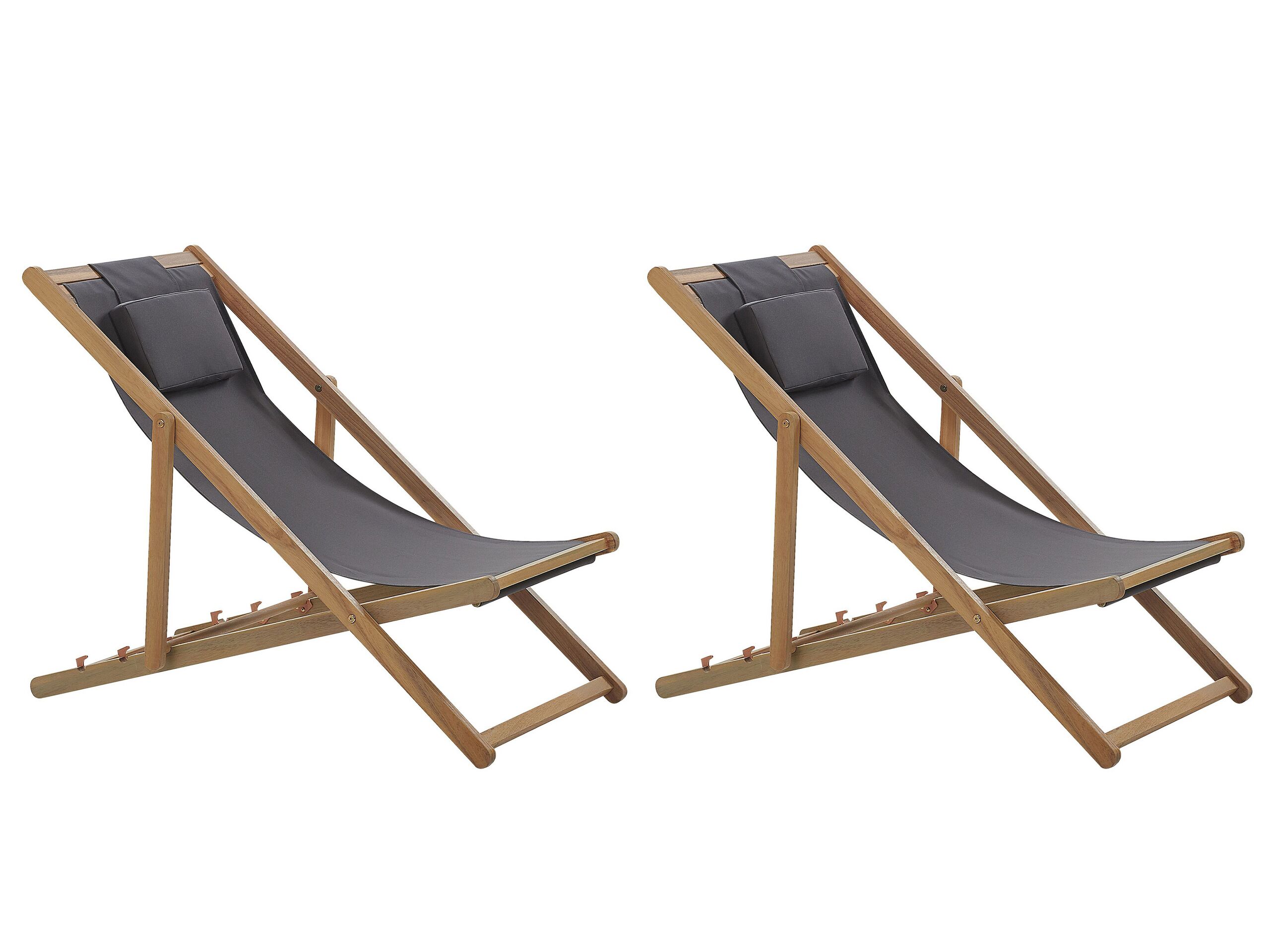 Set of 2 Folding Deck Chairs and 2 Replacement Fabrics (Various Options) Light Wood AVELLINO - Gemini Interiors