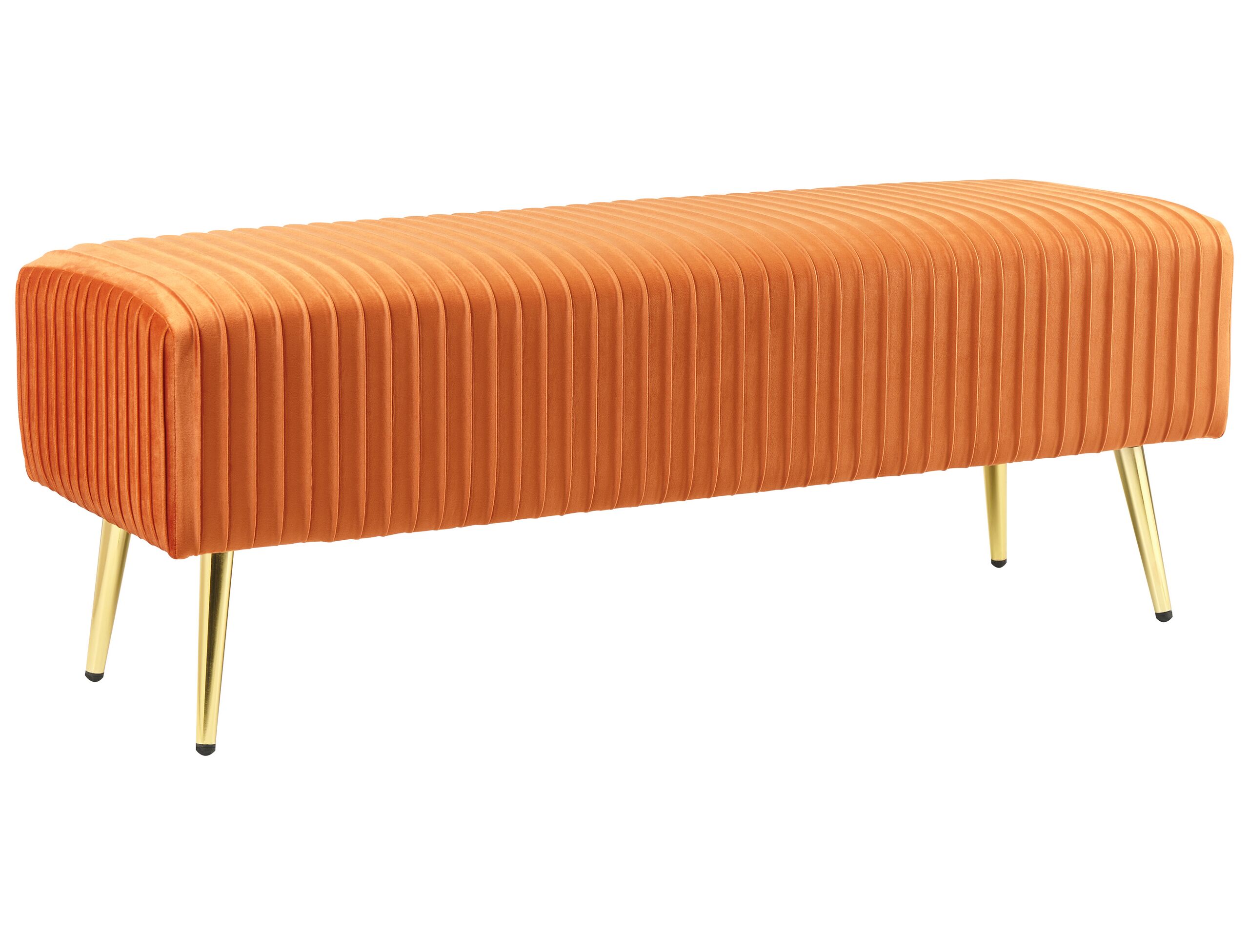 Velvet Bedroom Bench Orange PATERSON - Gemini Interiors