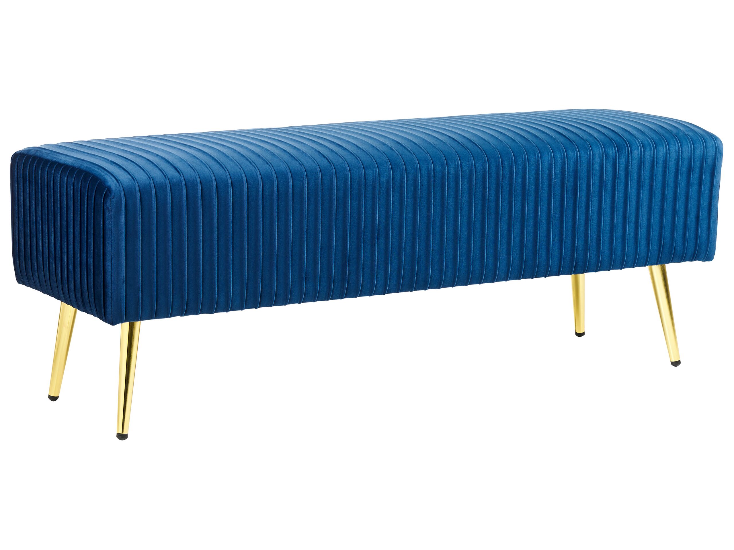 Velvet Bedroom Bench Blue PATERSON - Gemini Interiors