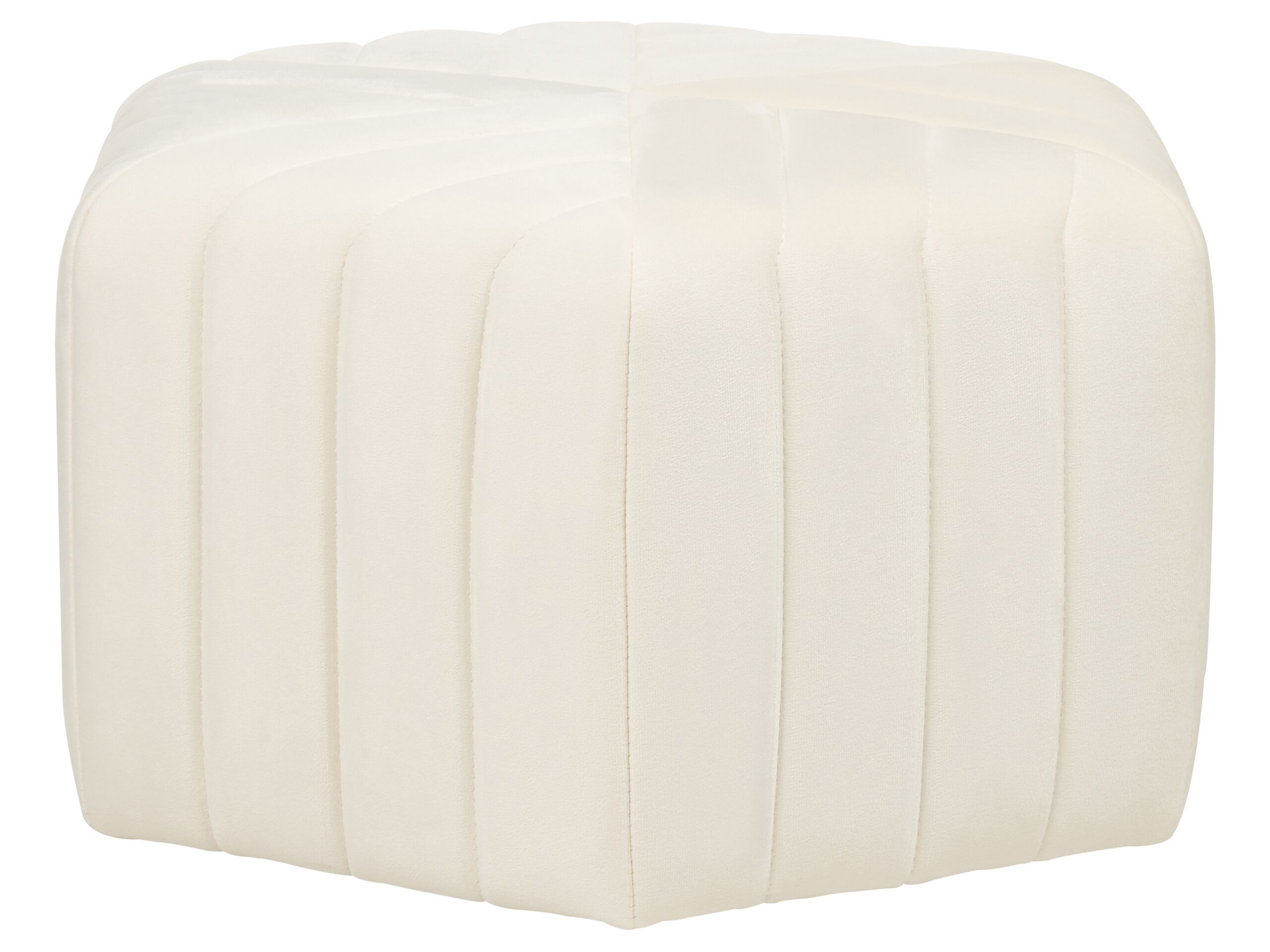 Velvet Pouffe Cream MURIETTA - Gemini Interiors