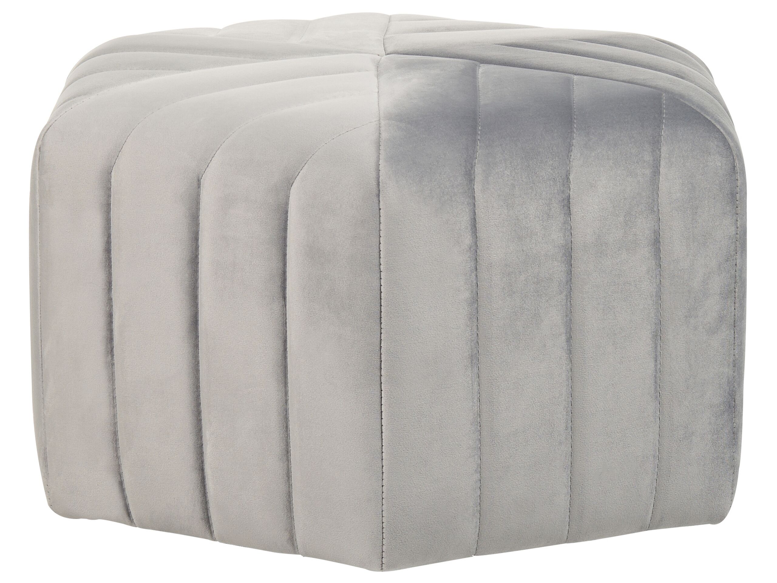Velvet Pouffe Grey MURIETTA - Gemini Interiors