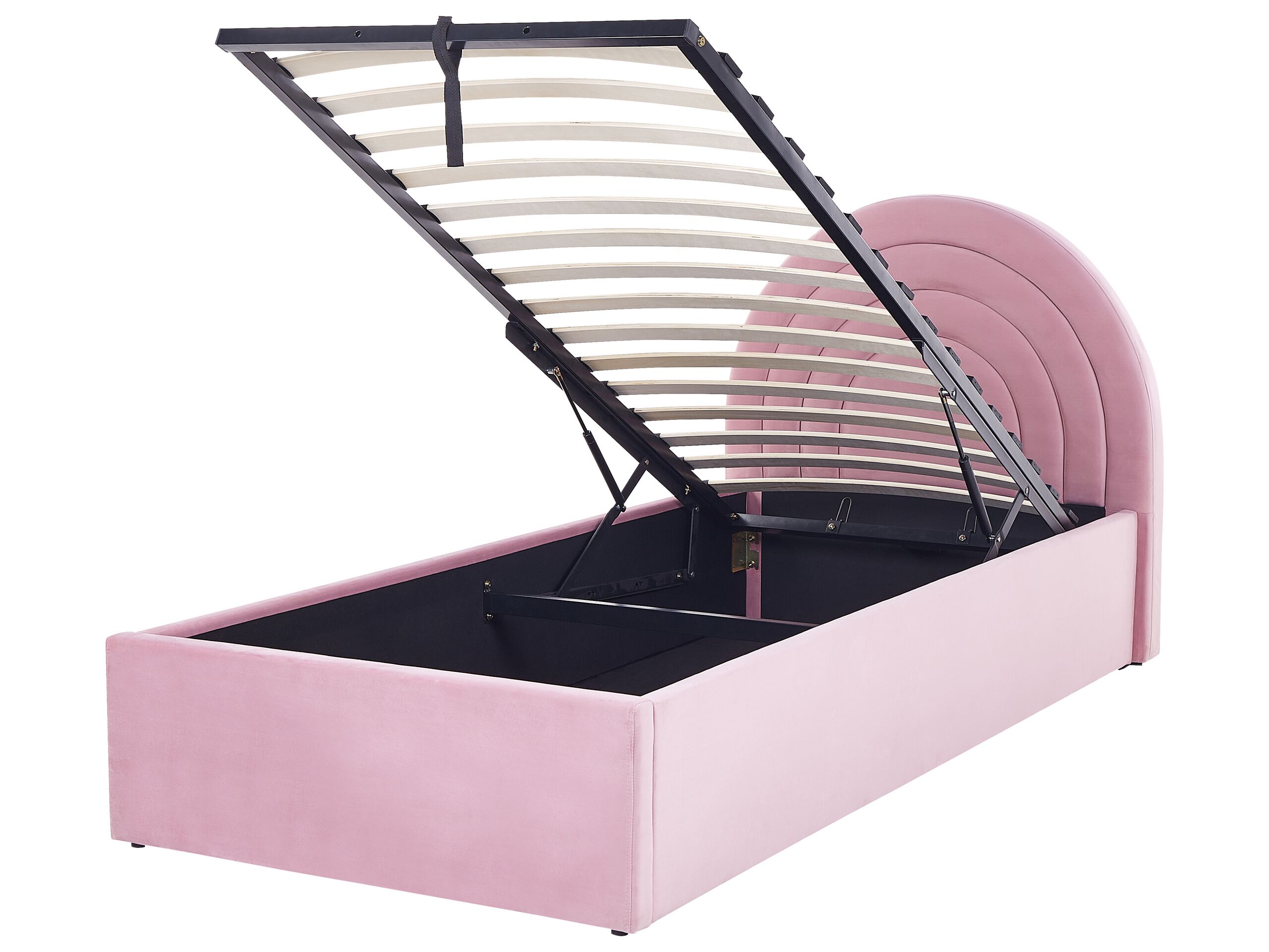 Velvet EU Single Size Ottoman Bed Pink ANET - Gemini Interiors