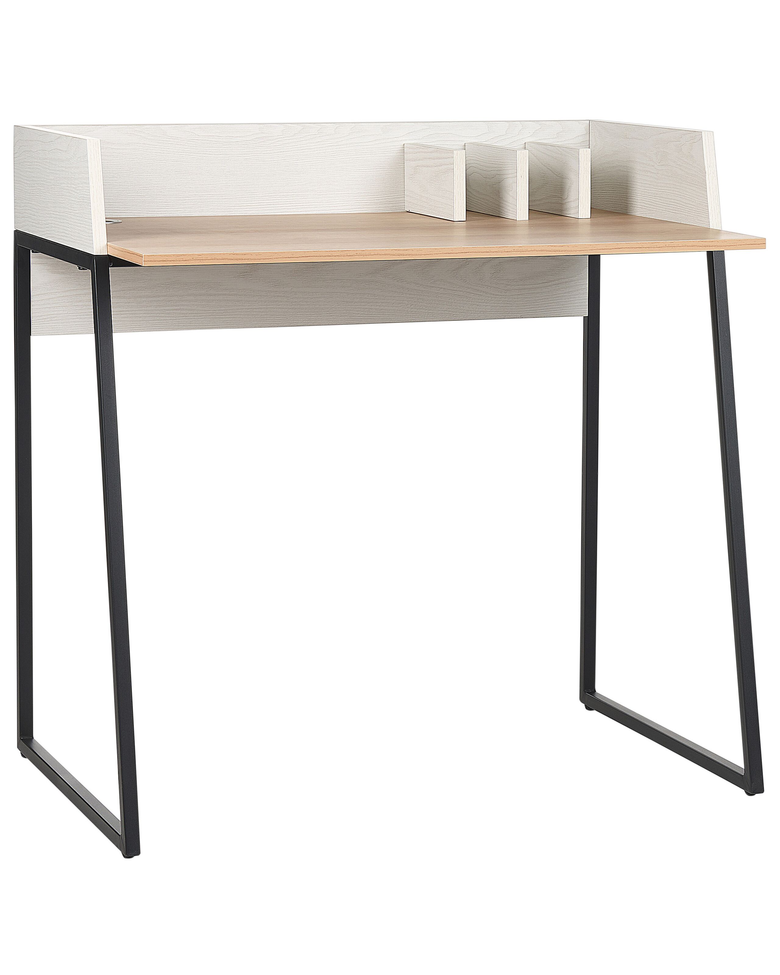 Home Office Desk 90 x 60 cm Light Wood and White ANAH - Gemini Interiors