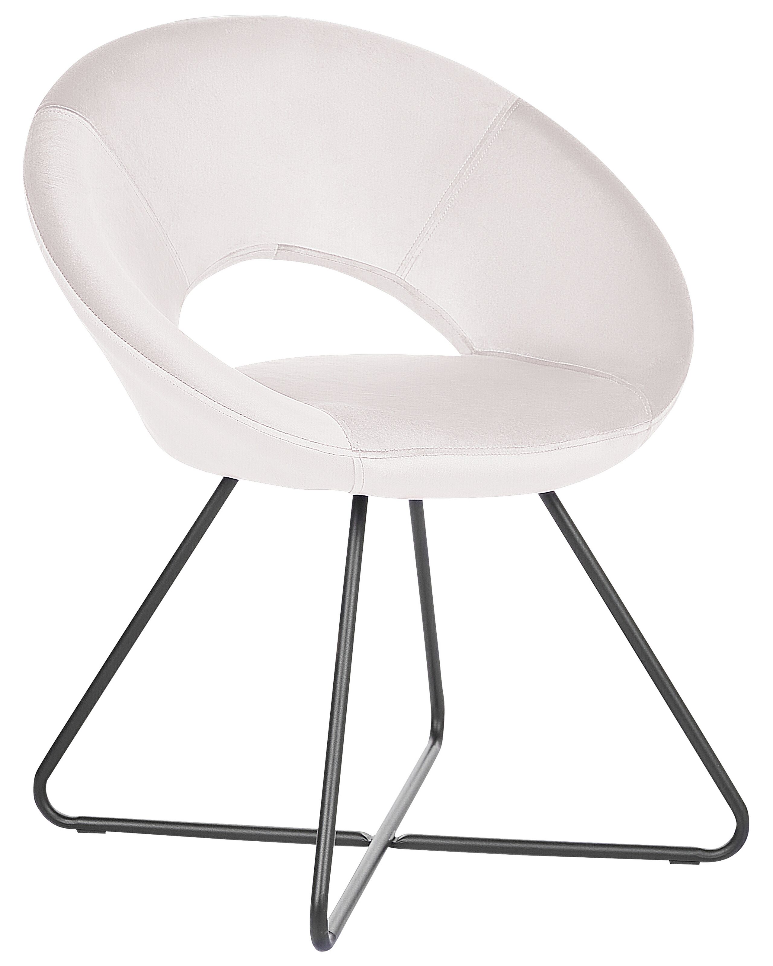 Velvet Accent Chair Off-White RACHEL - Gemini Interiors
