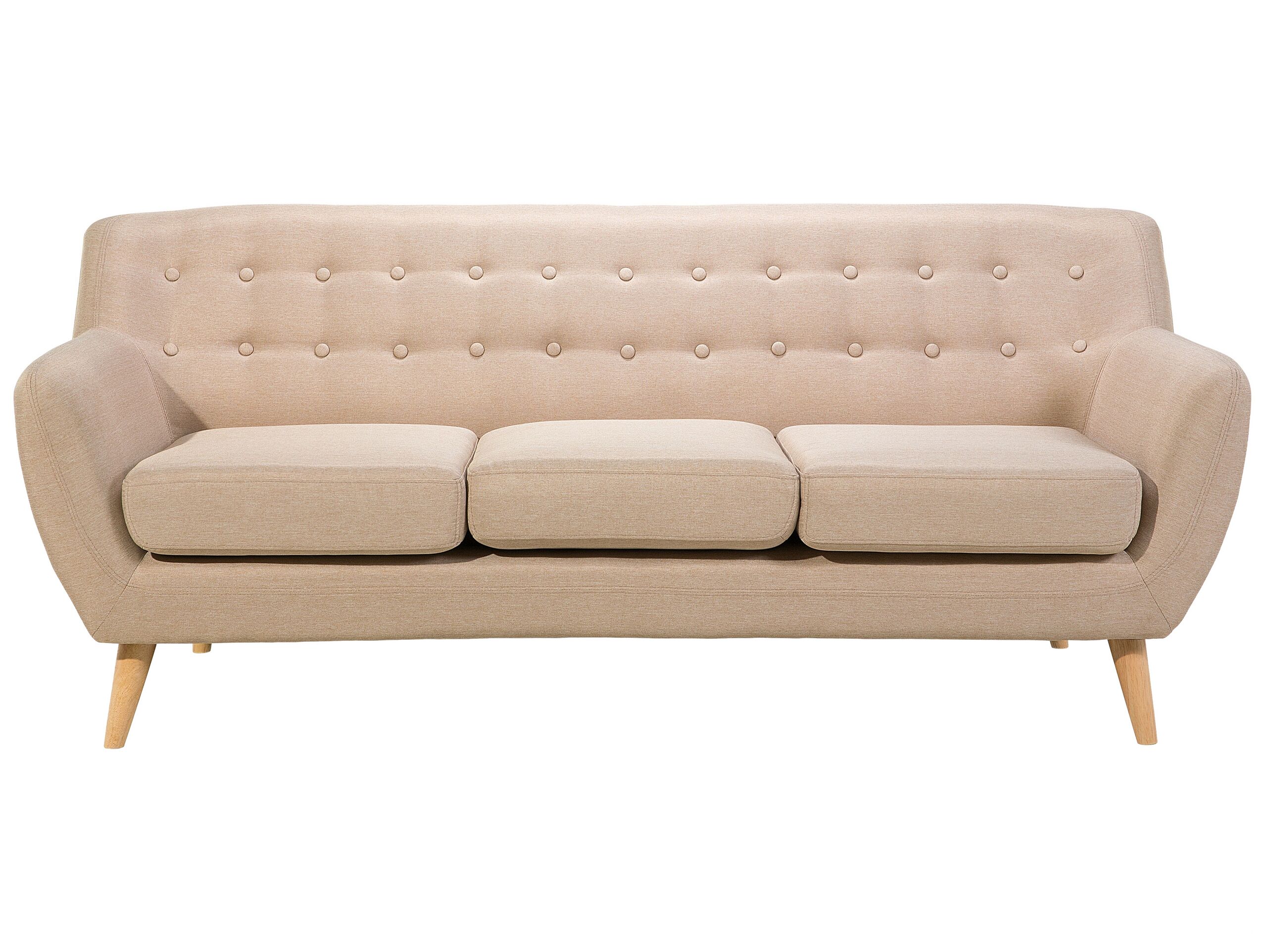 3 Seater Fabric Sofa Beige MOTALA - Gemini Interiors