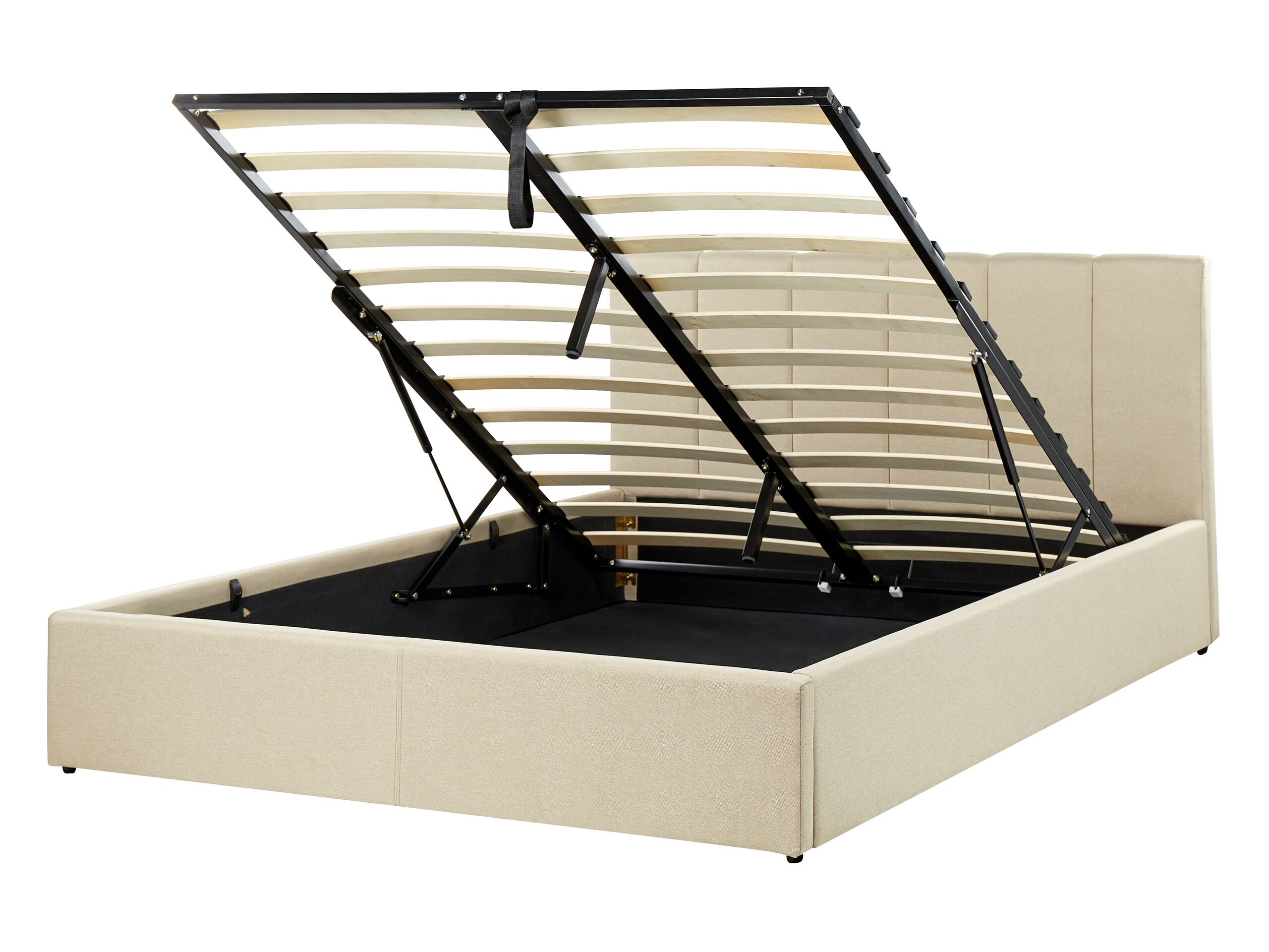 Fabric EU Double Size Ottoman Bed Beige DREUX - Gemini Interiors