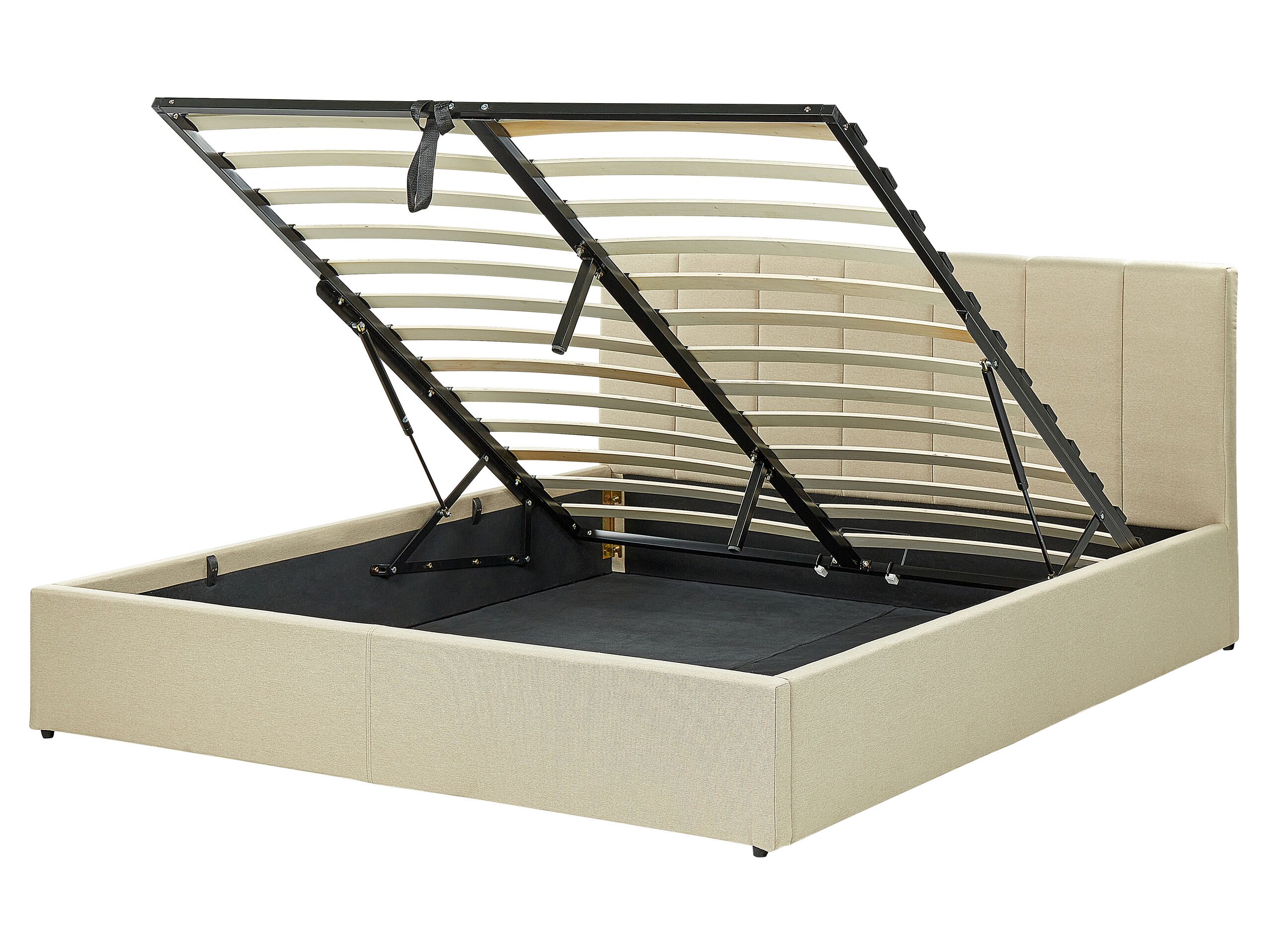 Fabric EU King Size Ottoman Bed Beige DREUX - Gemini Interiors