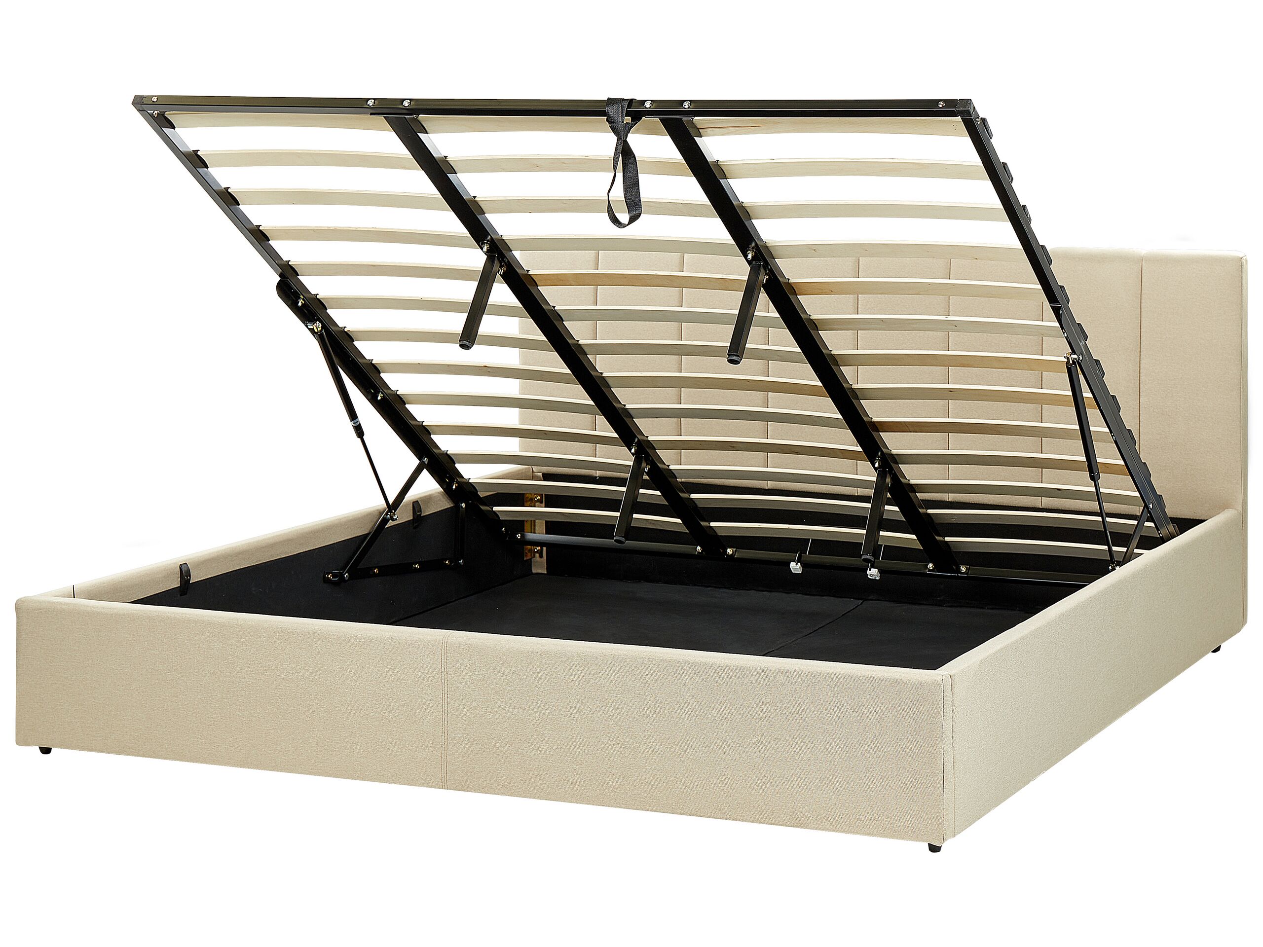 Fabric EU Super King Size Ottoman Bed Beige DREUX - Gemini Interiors