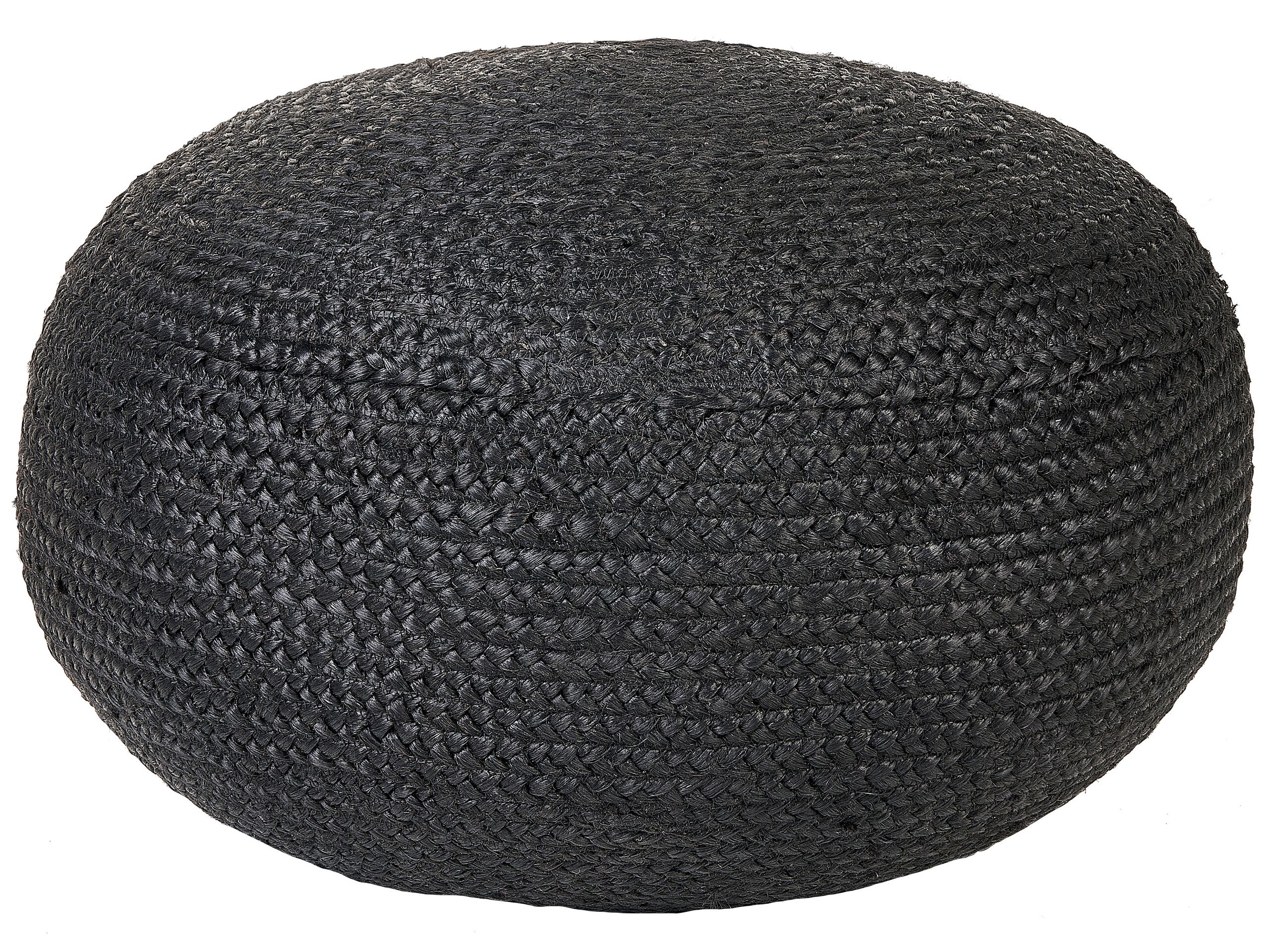 Jute Pouffe 60 x 30 cm Black DUKKI - Gemini Interiors