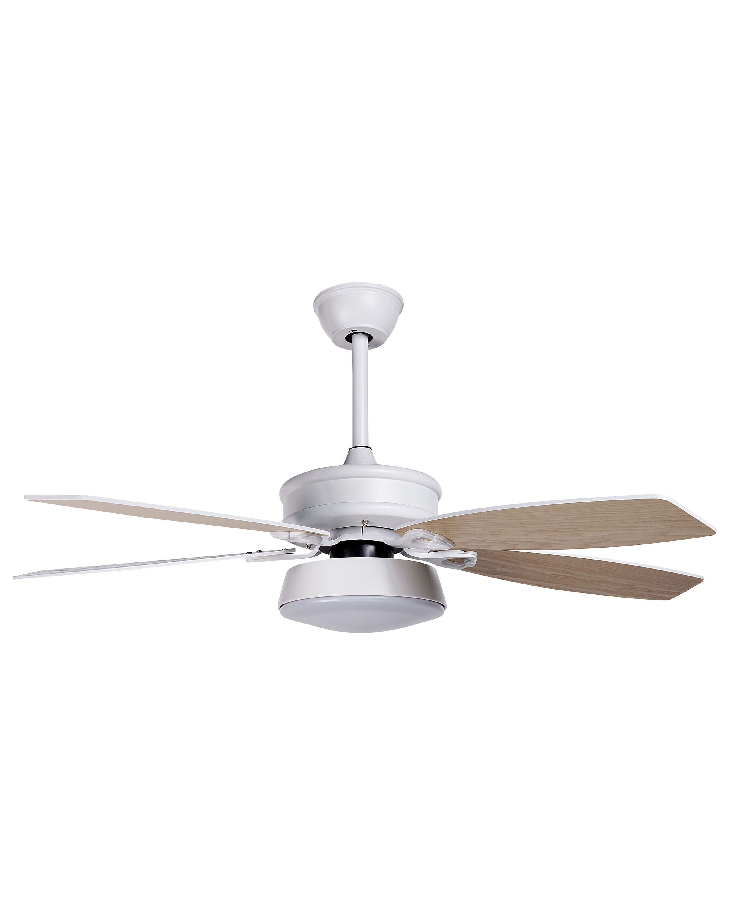 Ceiling Fan with Light White and Light Wood LOGAN - Gemini Interiors