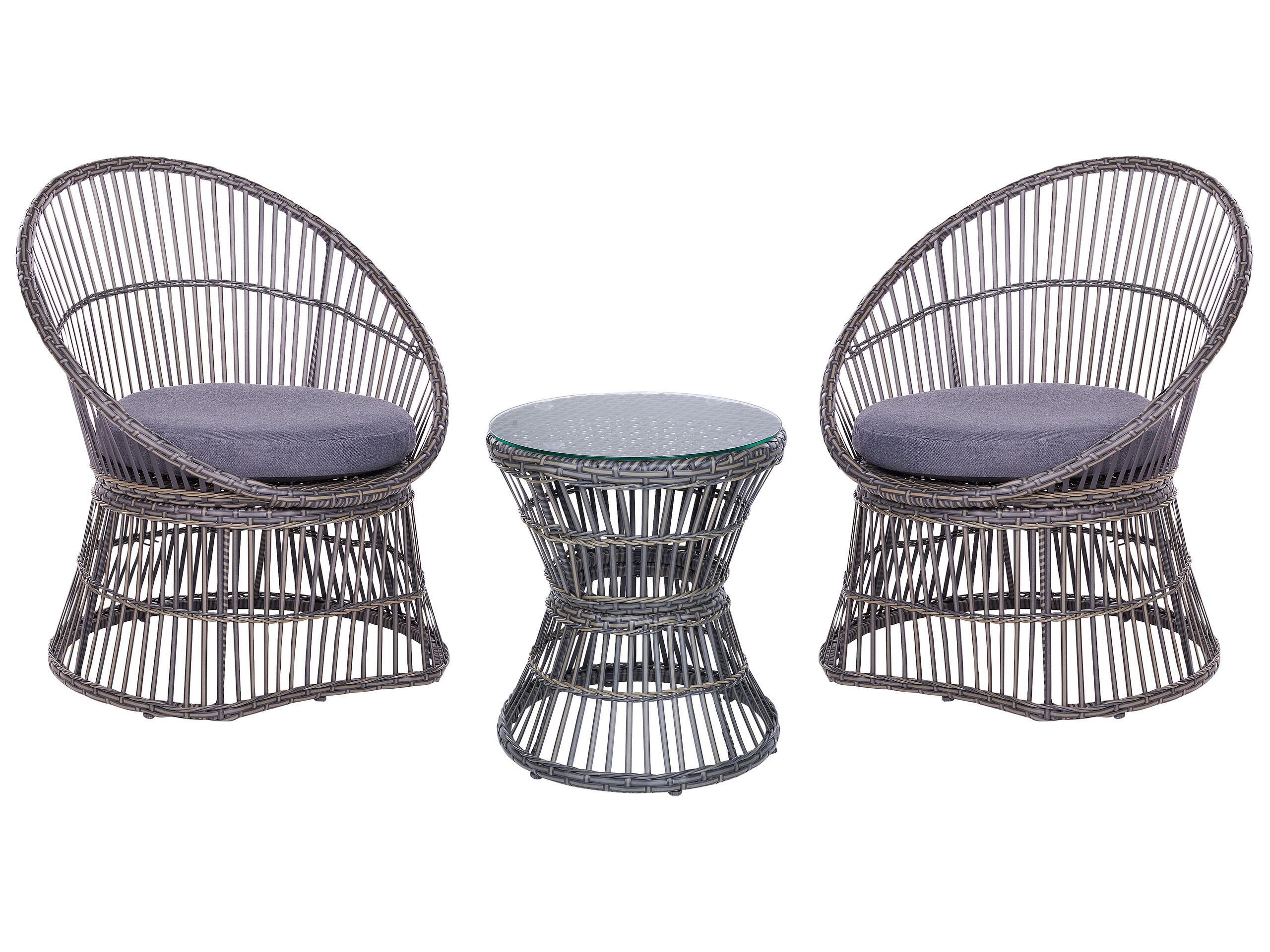 PE Rattan Bistro Set Taupe MESYNA - Gemini Interiors