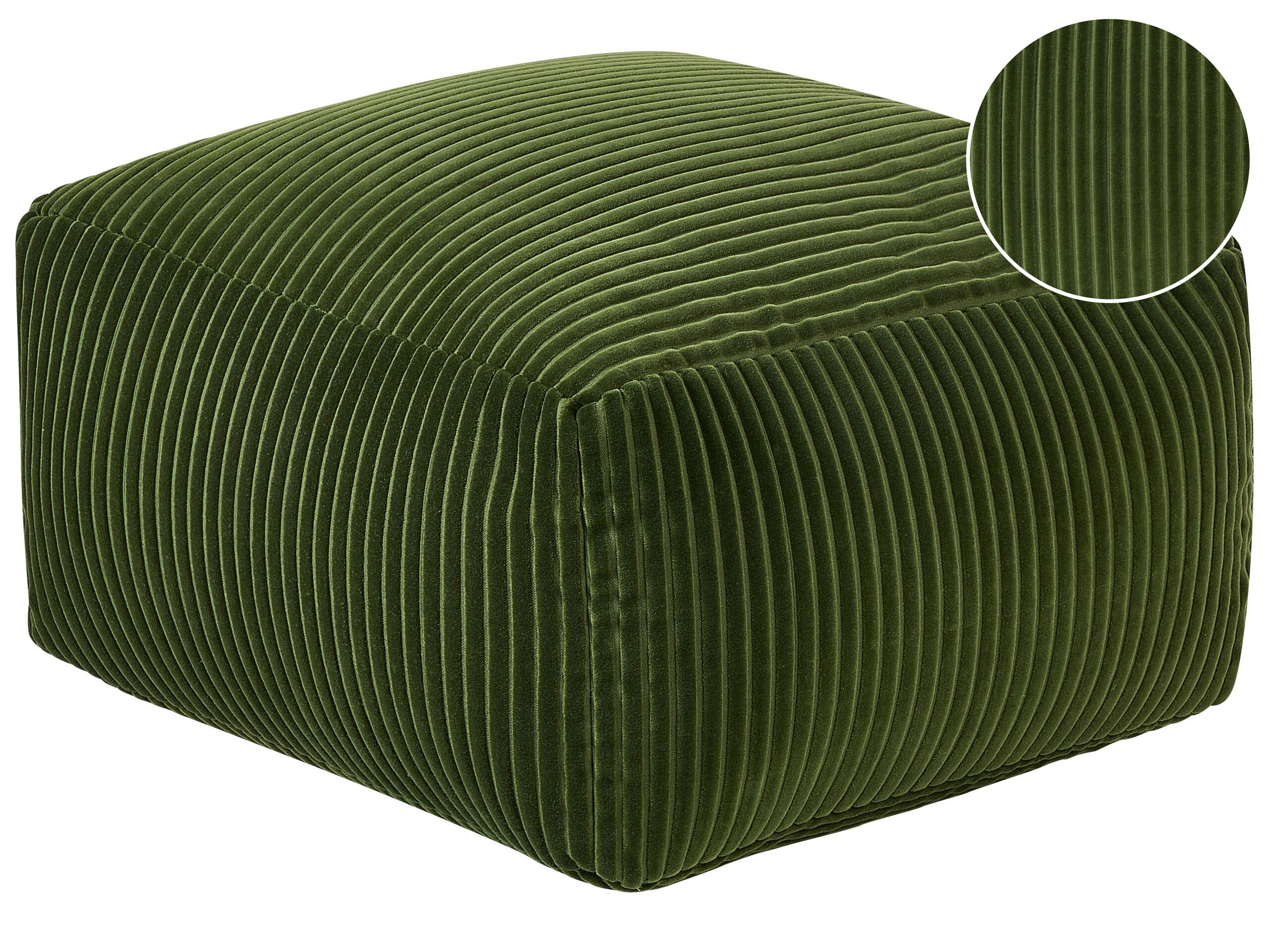 Corduroy Pouffe Green MUKKI - Gemini Interiors