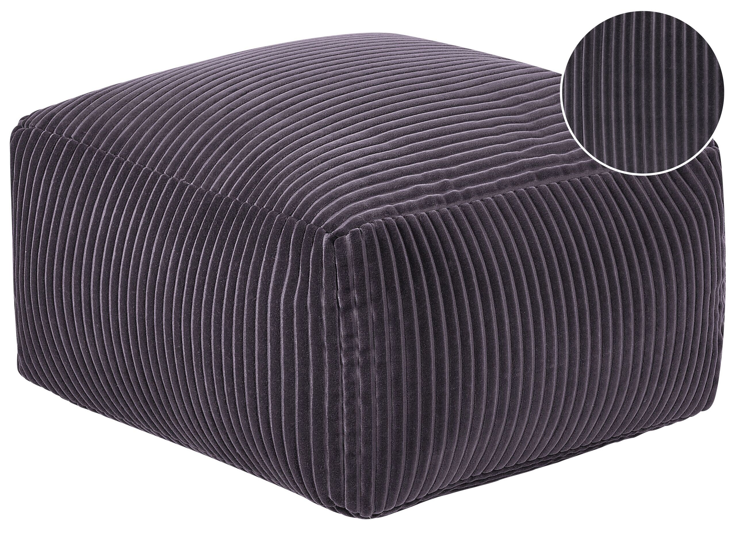 Corduroy Pouffe Dark Grey MUKKI - Gemini Interiors