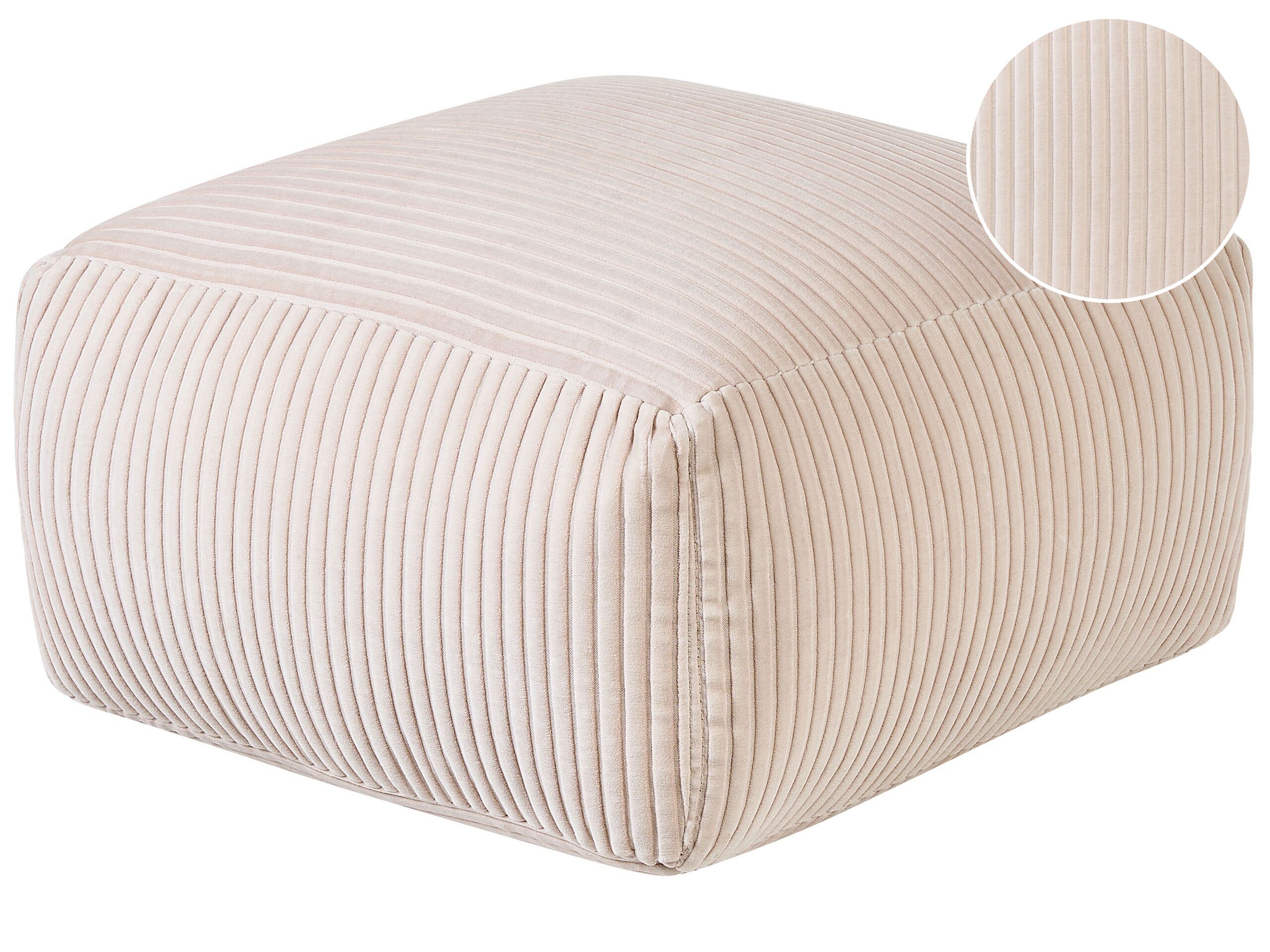 Corduroy Pouffe Beige MUKKI - Gemini Interiors